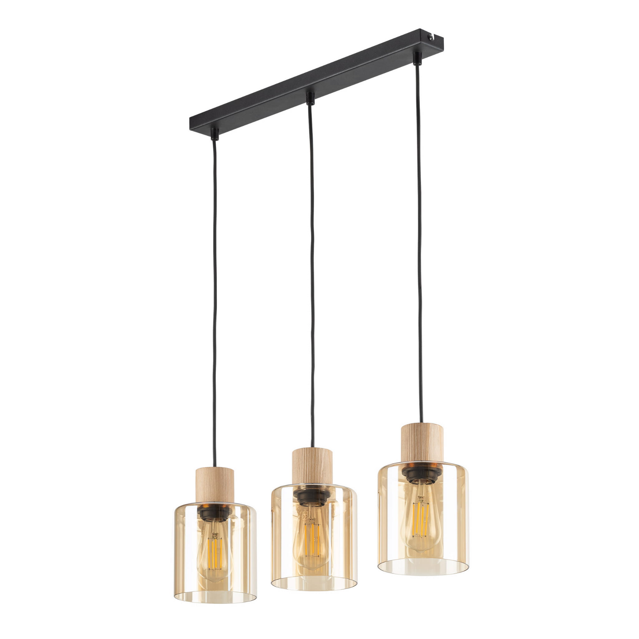 Lampa wisząca ORSON TK Lighting 3xE27 15W Szkło Bursztyn, trzy żarówki.