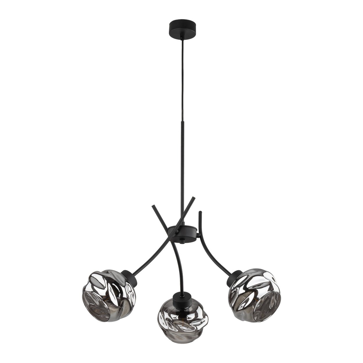 Lampa wisząca ZULIA TK Lighting 3xE27 15W Szkło Grafit lustrzany.