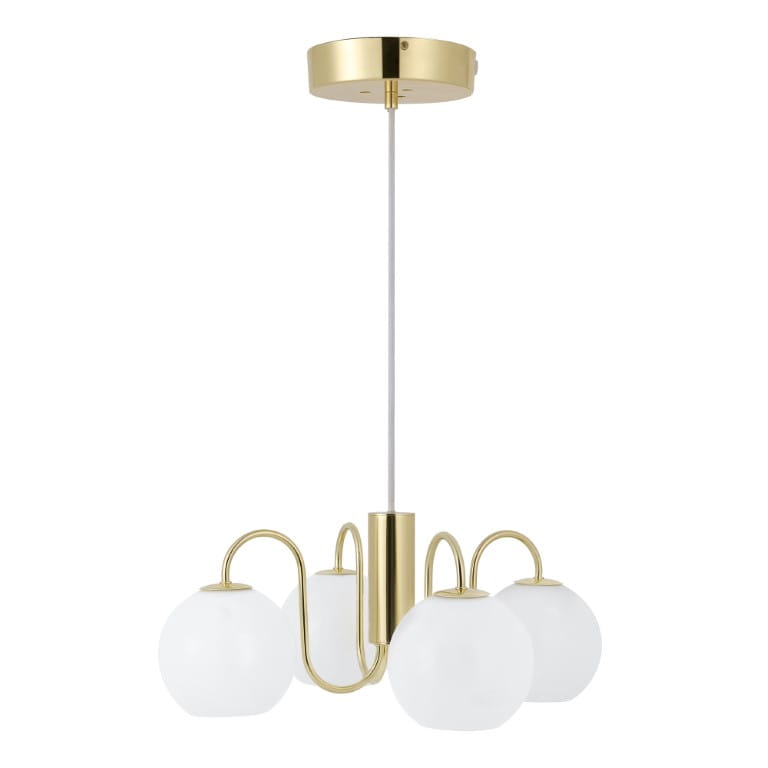 Lampa wisząca FRANCA Nordlux 4xE14 40W, metal mosiądz, białe kule.