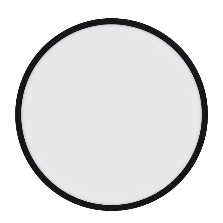 Lampa sufitowa OjaSmart Nordlux 1xLED okrągła biała z czarną ramką.
