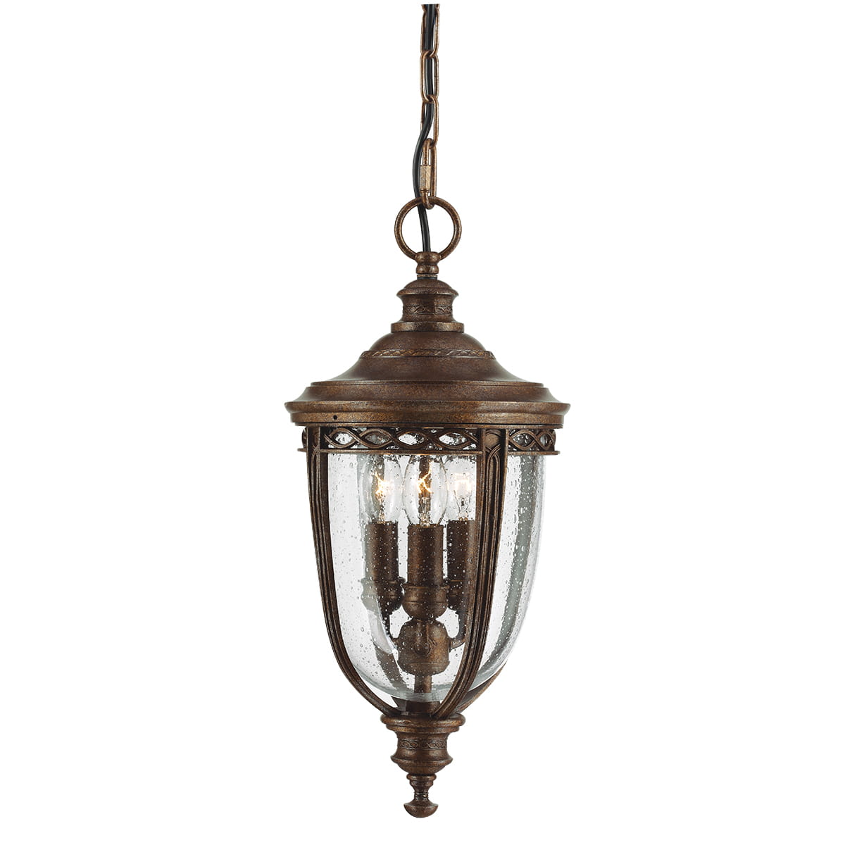 Lampa stropowa wisząca Elstead Lighting English Bridle FE-EB8-M-BRB trzy żarówki E14 stal brązowa