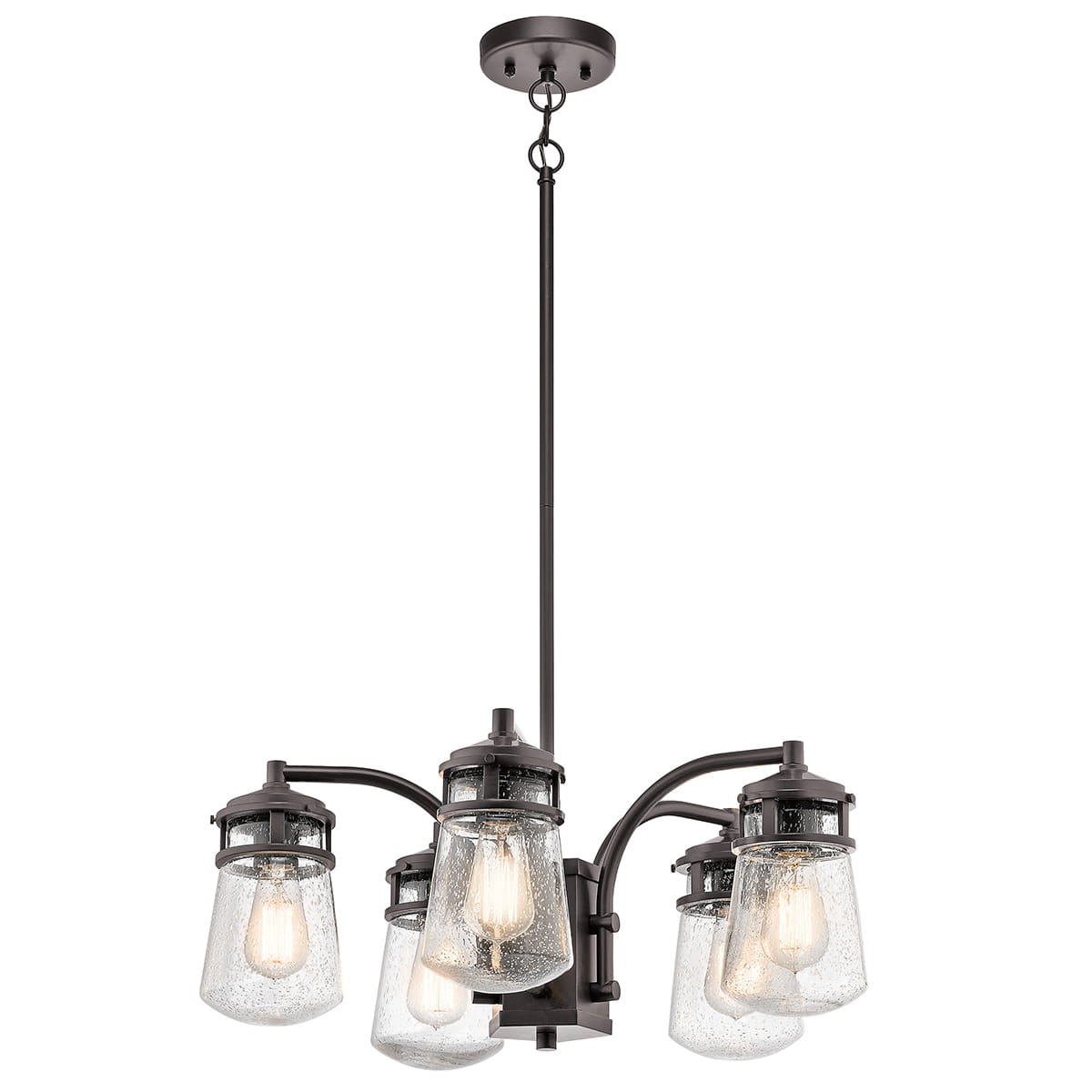 Lampa stropowa wisząca Elstead Lighting Lyndon KL-LYNDON-5P-AZ IP44 brązowa 4xE27 szkło.