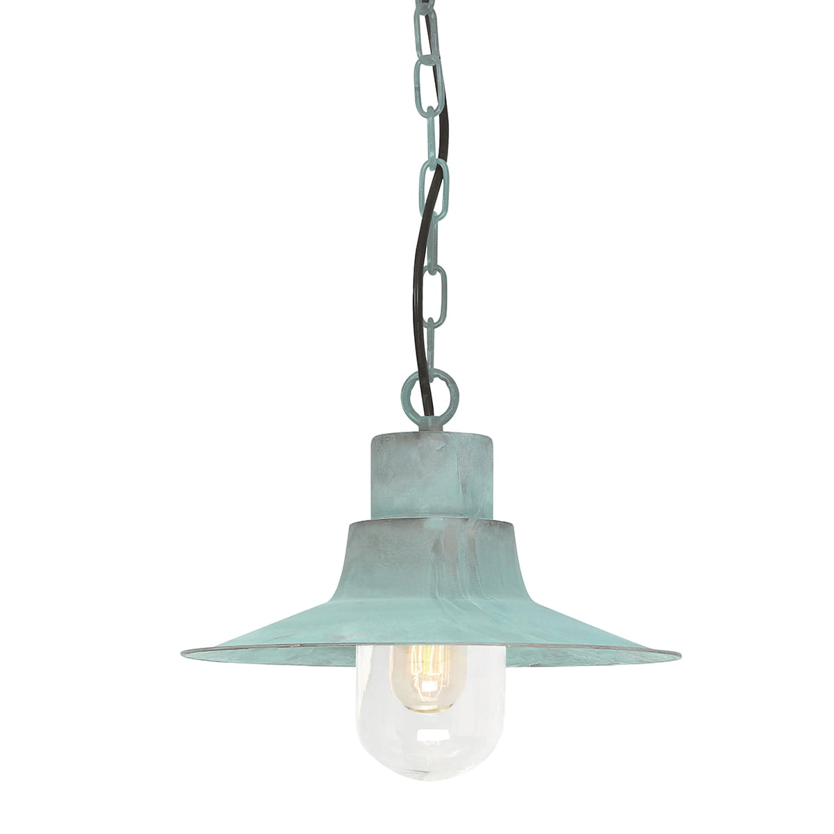 Lampa stropowa wisząca Elstead Lighting Sheldon SHELDON-CH-V IP44 E27 mosiądz zielony ruch retro