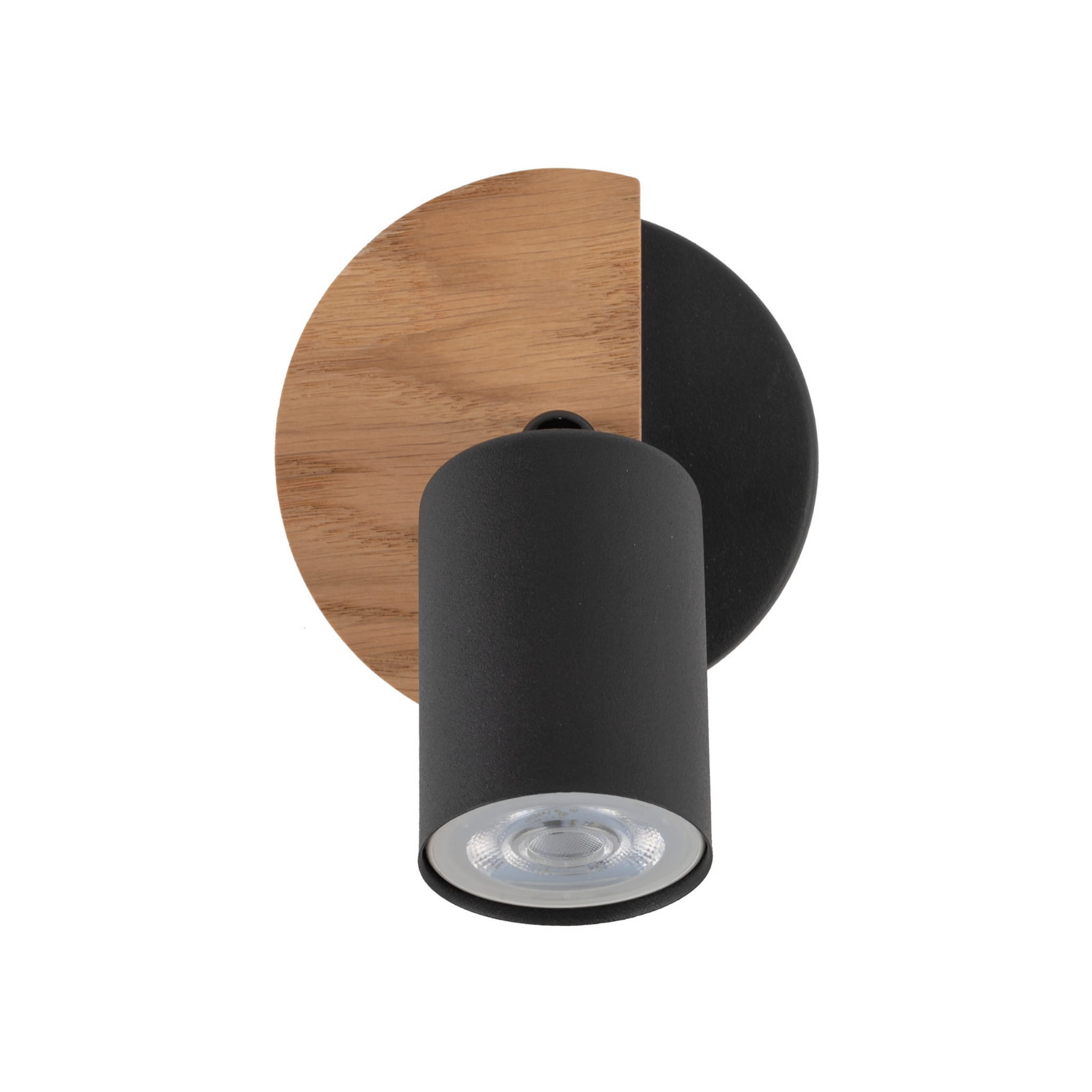Lampa sufitowa COVER TK Lighting 1xGU10 10W czarna z drewnianym elementem.