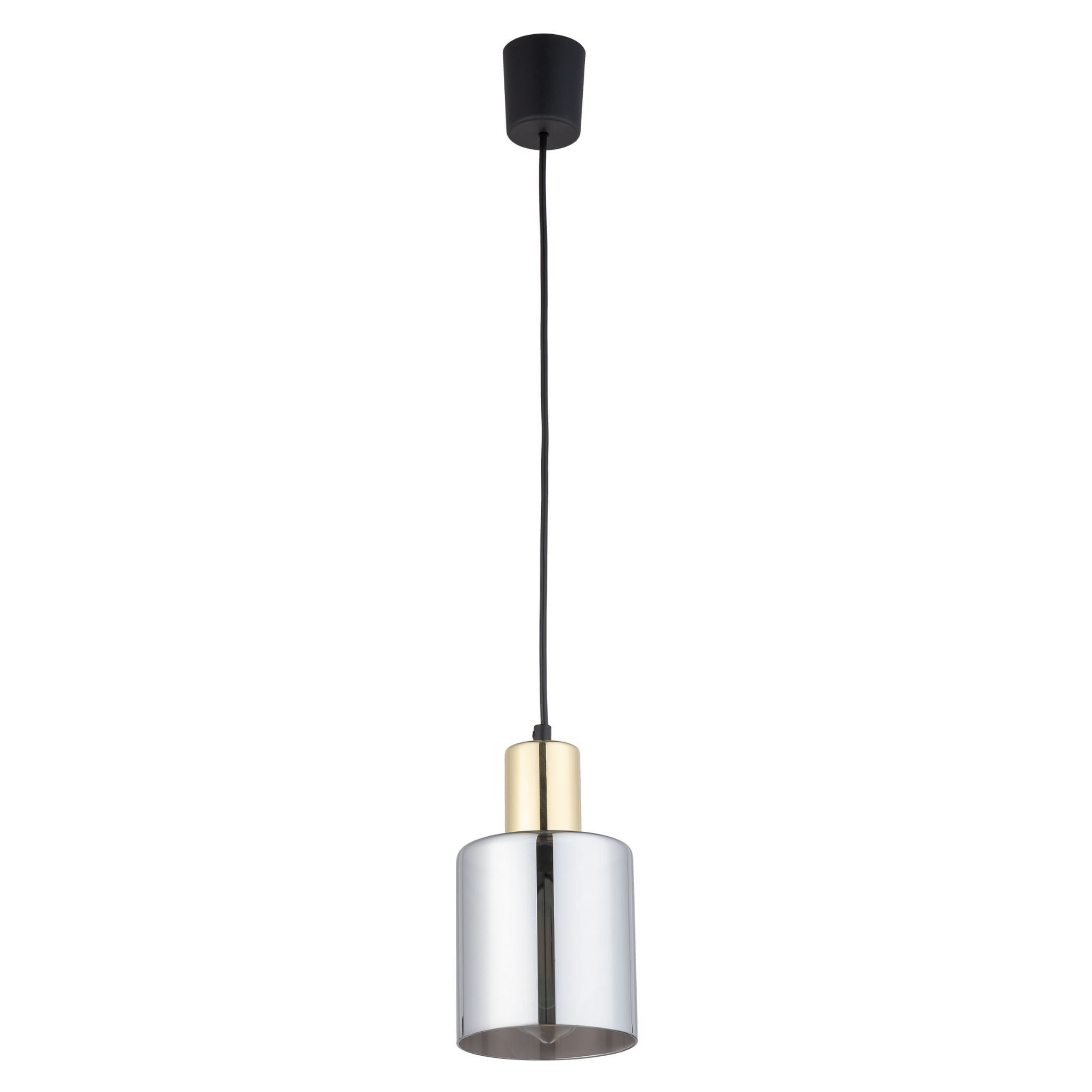 Lampa wisząca SIERRA TK Lighting 1xE27 15W Szkło Graphite z czarnym kablem i złotą oprawą.
