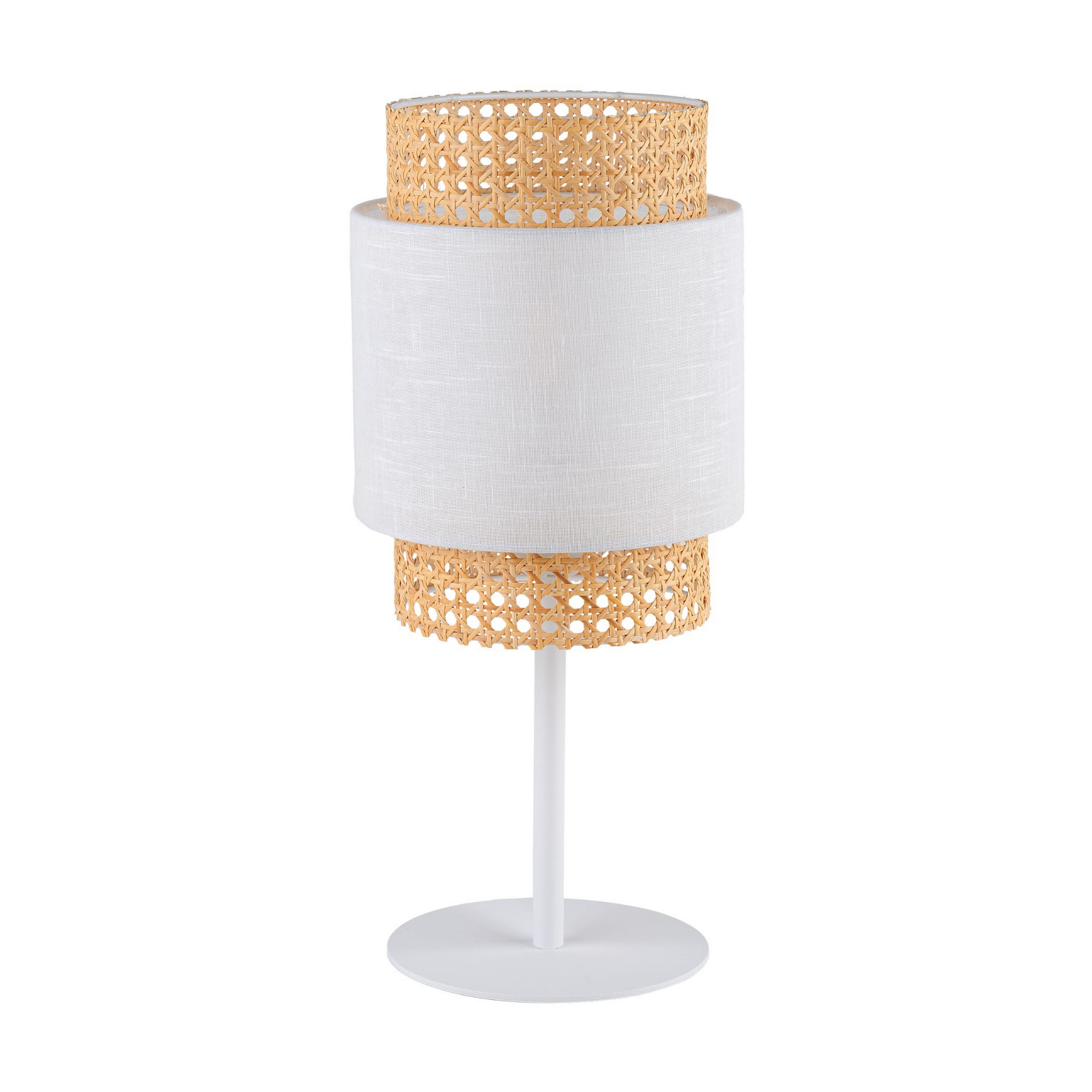 Lampka nocna BOHO z tkaniny i rattanu TK Lighting biała/słomkowa