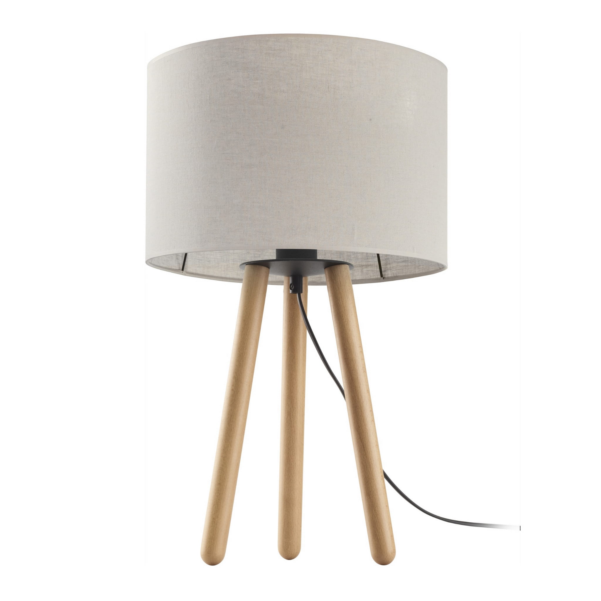 Lampka nocna TOKYO TK Lighting 1xE27 15W Tkanina Len naturalny na drewnianych nogach.