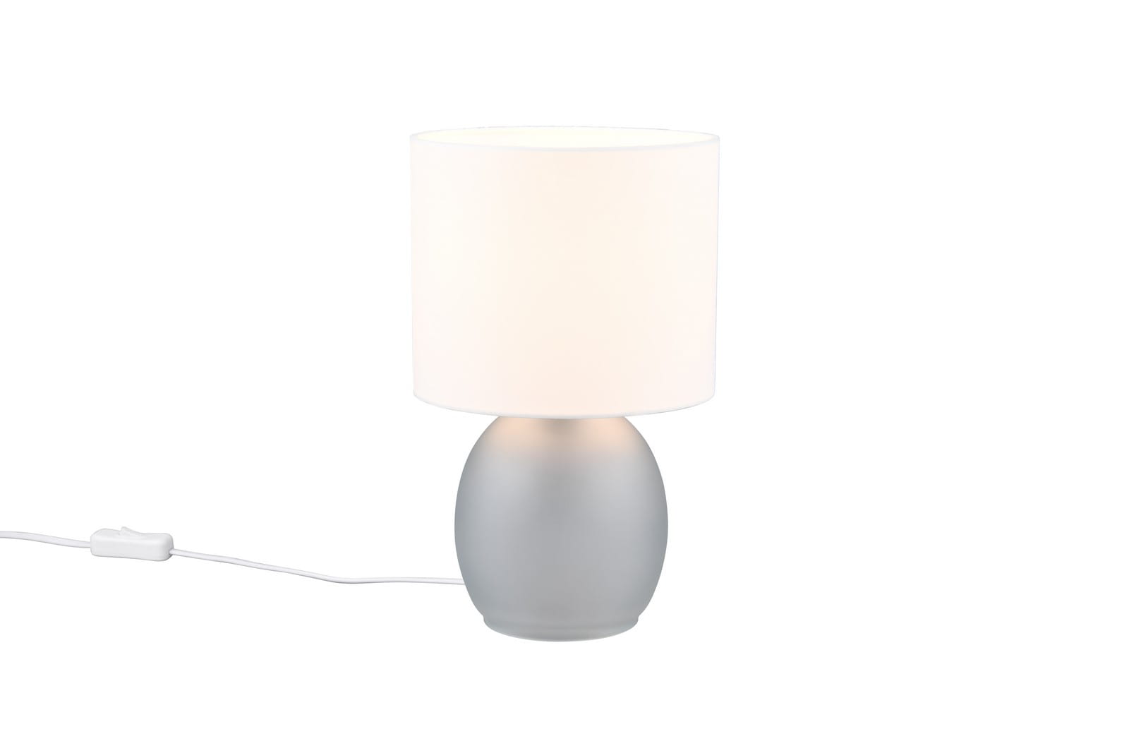 Lampa stojąca Vela Trio 1xE14 10W Szary / Odcienie szarości Szkło / Tkanina na białym tle.