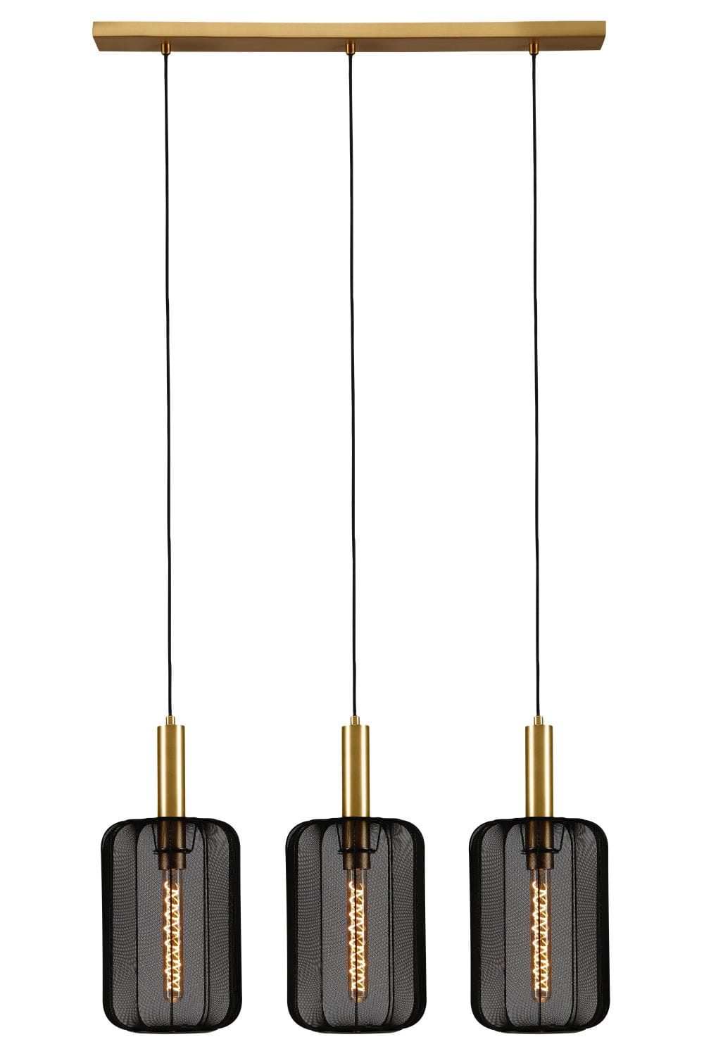 Lampa wisząca Corina Lucide 3xE27 40W Czarny / Złoty Tkanina.