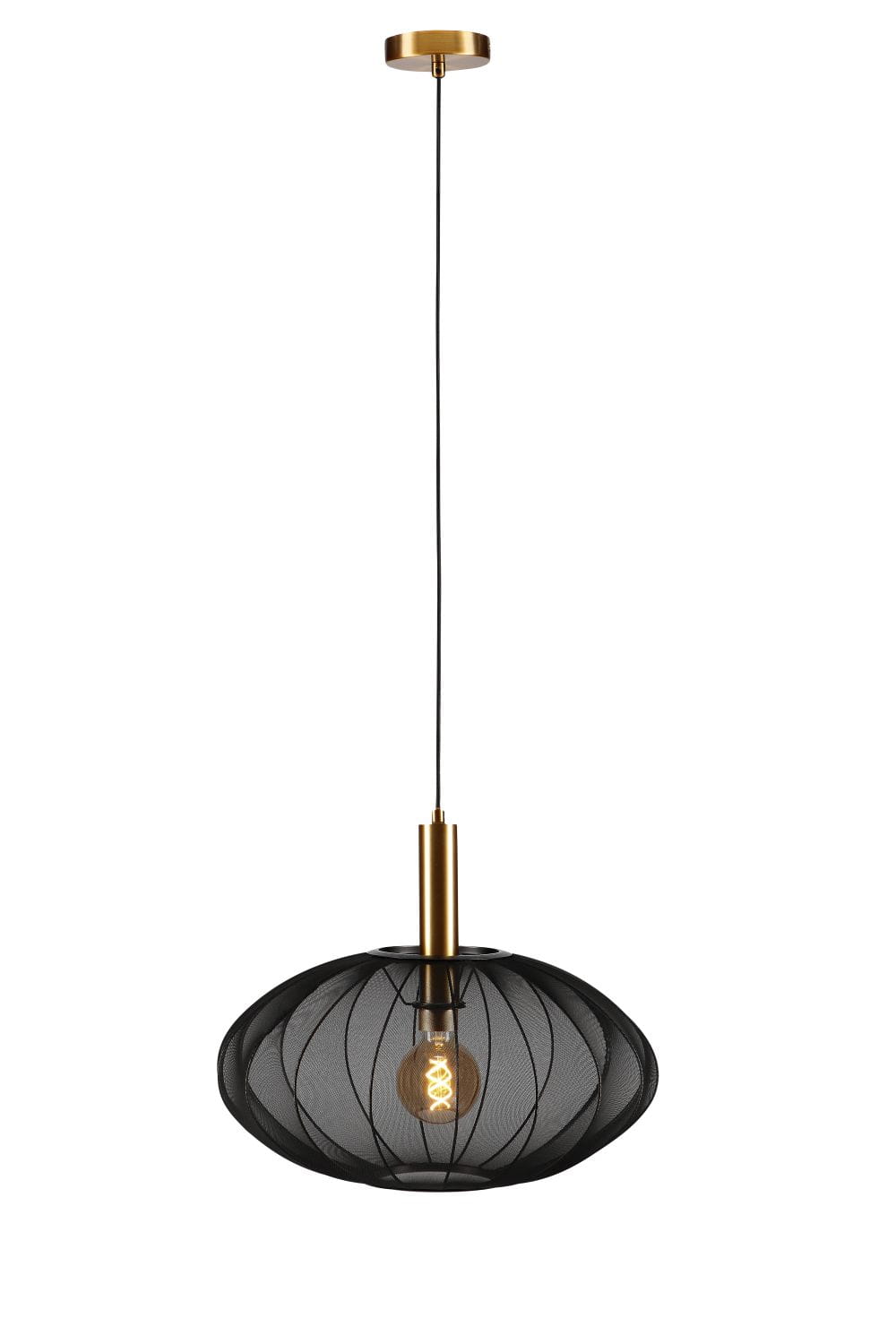 Lampa wisząca Corina Lucide 1xE27 40W Czarny / Złoty Tkanina.