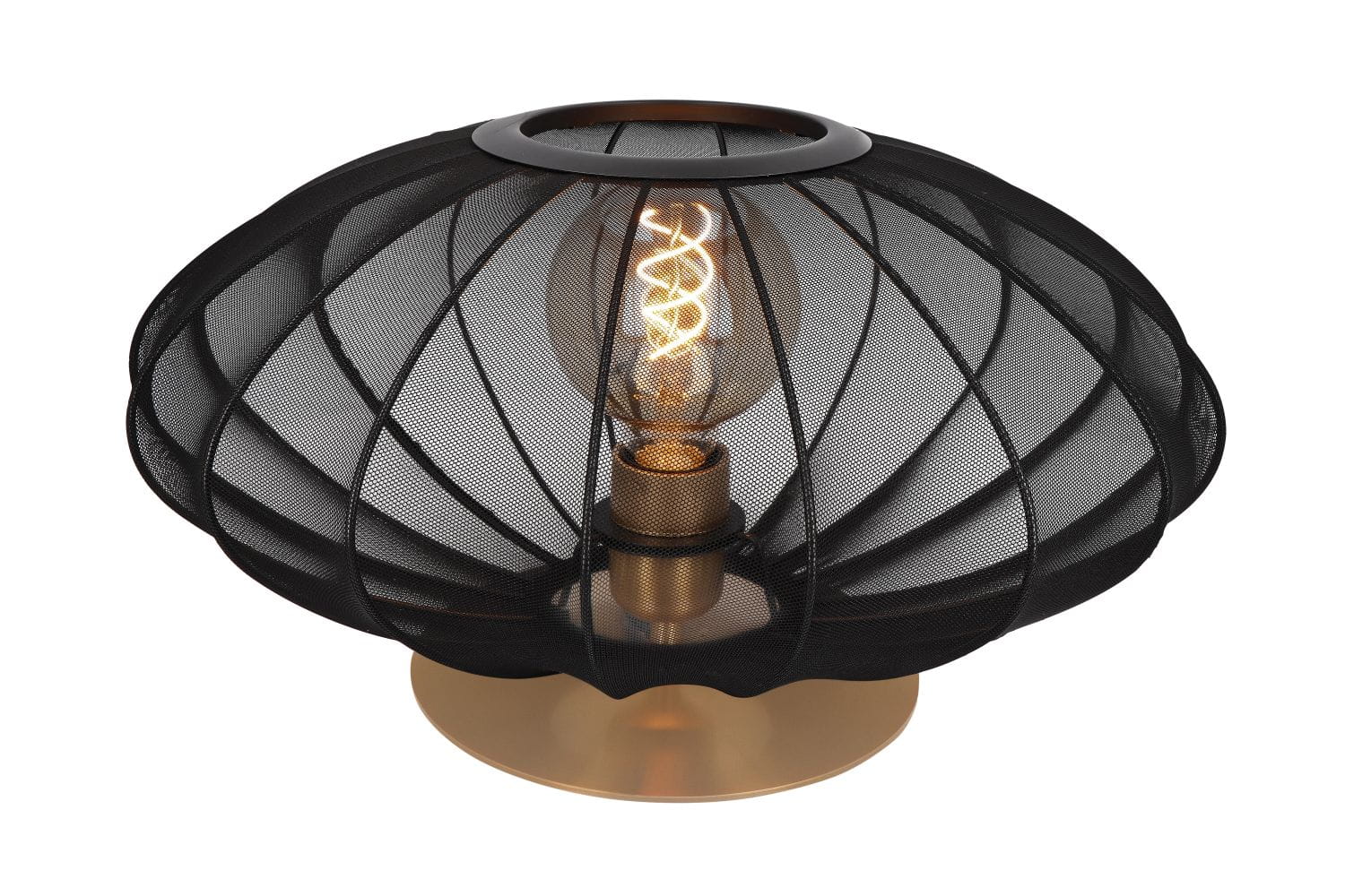 Lampa stojąca Corina Lucide czarna ze złotym wykończeniem.