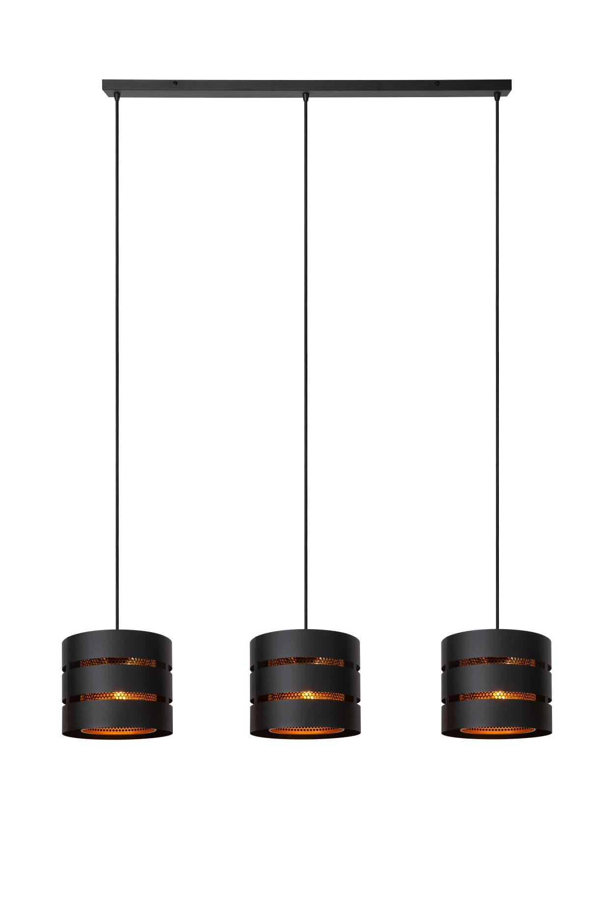 Lampa wisząca Rosas Lucide 3xE27 40W Czarny Złoty Metal.