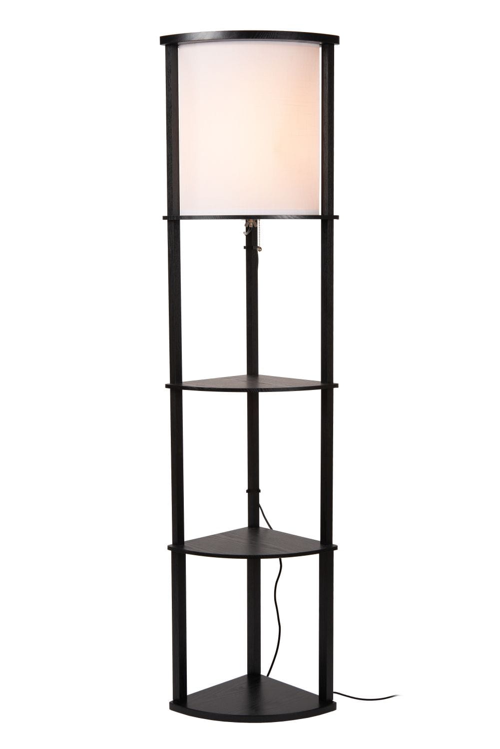 Lampa stojąca Menno Lucide 1xE27 60W Czarny MDF z abażurem z beżowej bawełny.
