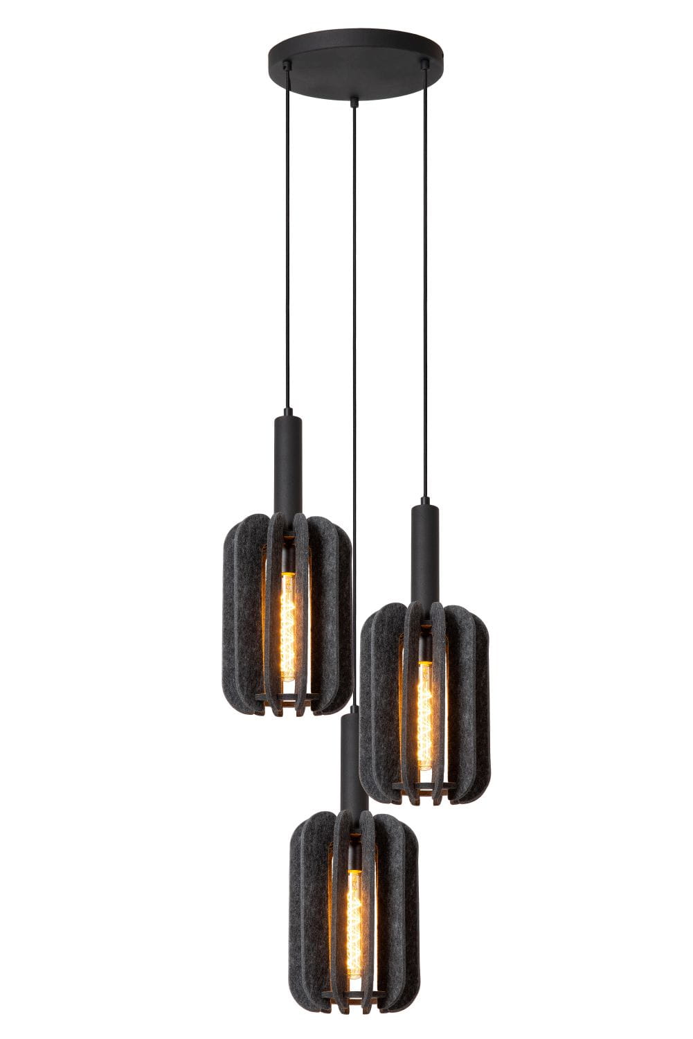 Lampa wisząca z trzema żarówkami E27 40W o ciemnoszarym i czarnym wykończeniu, model Rafal Lucide.