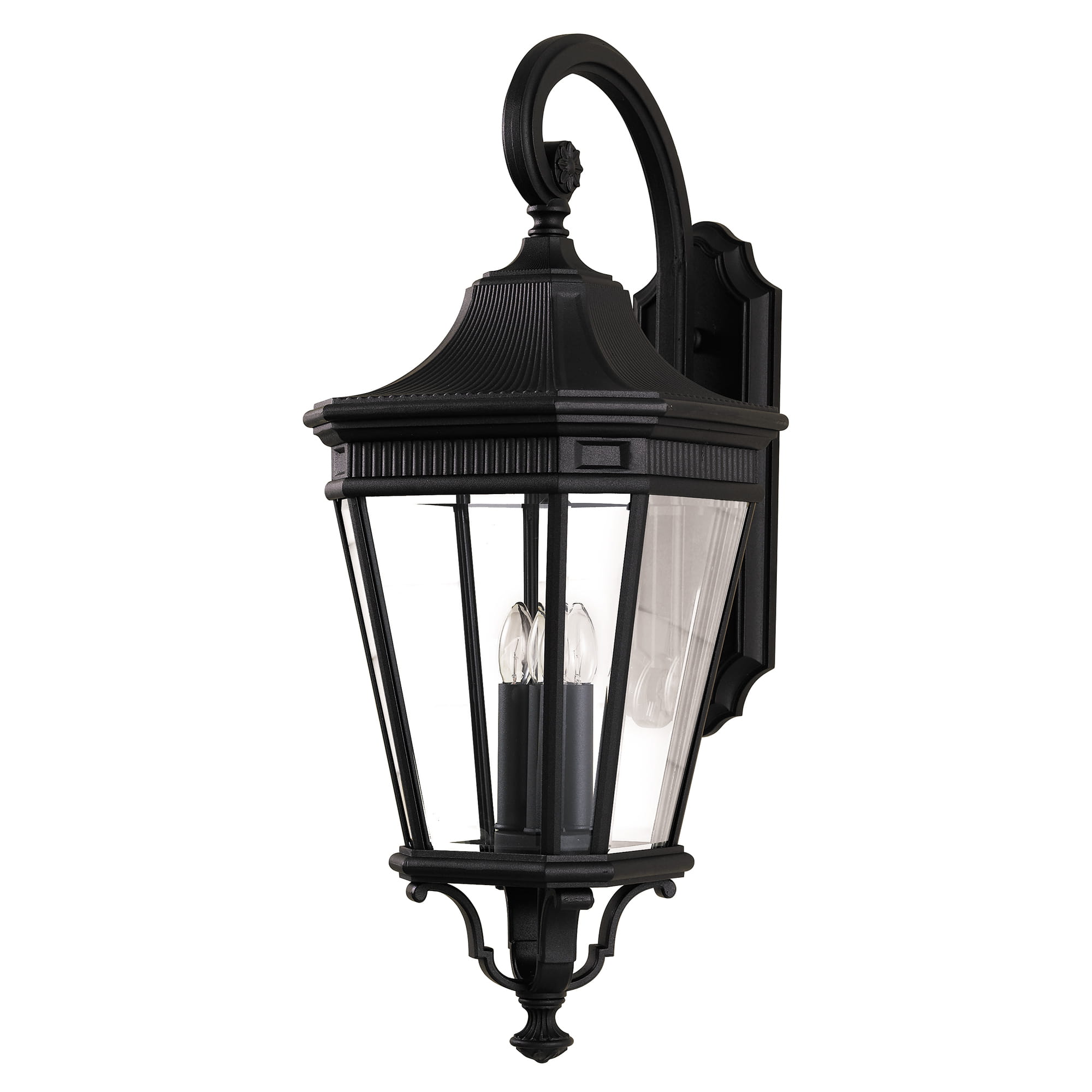 Kinkiet zewnętrzny Elstead Lighting Cotswold Lane FE-COTSLN2-L-BK IP44 3xE14 Aluminium Czarny na białym tle.