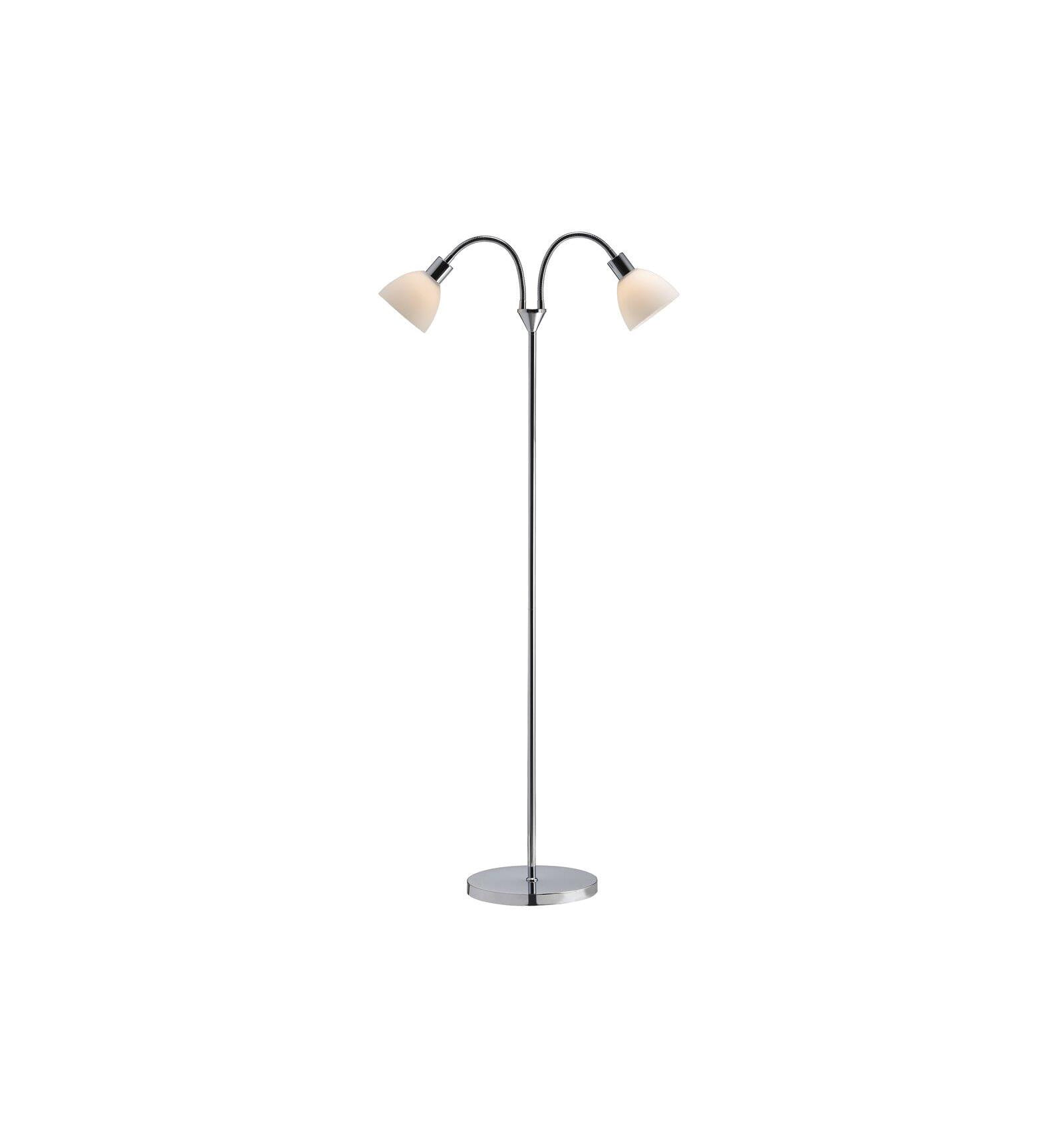 Lampa Podłogowa Nordlux E14 2X40W Metal Chrom, elegancka lampa z dwoma kloszami w chromowanej oprawie.