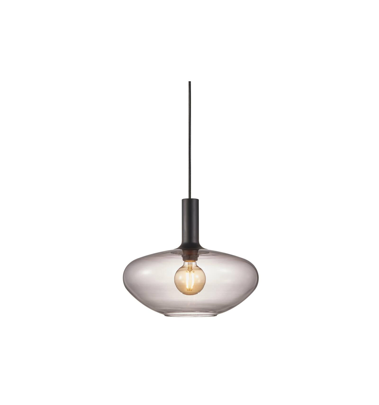 Lampa Wisząca Nordlux E27 60W Czarny, nowoczesna z przezroczystym kloszem.