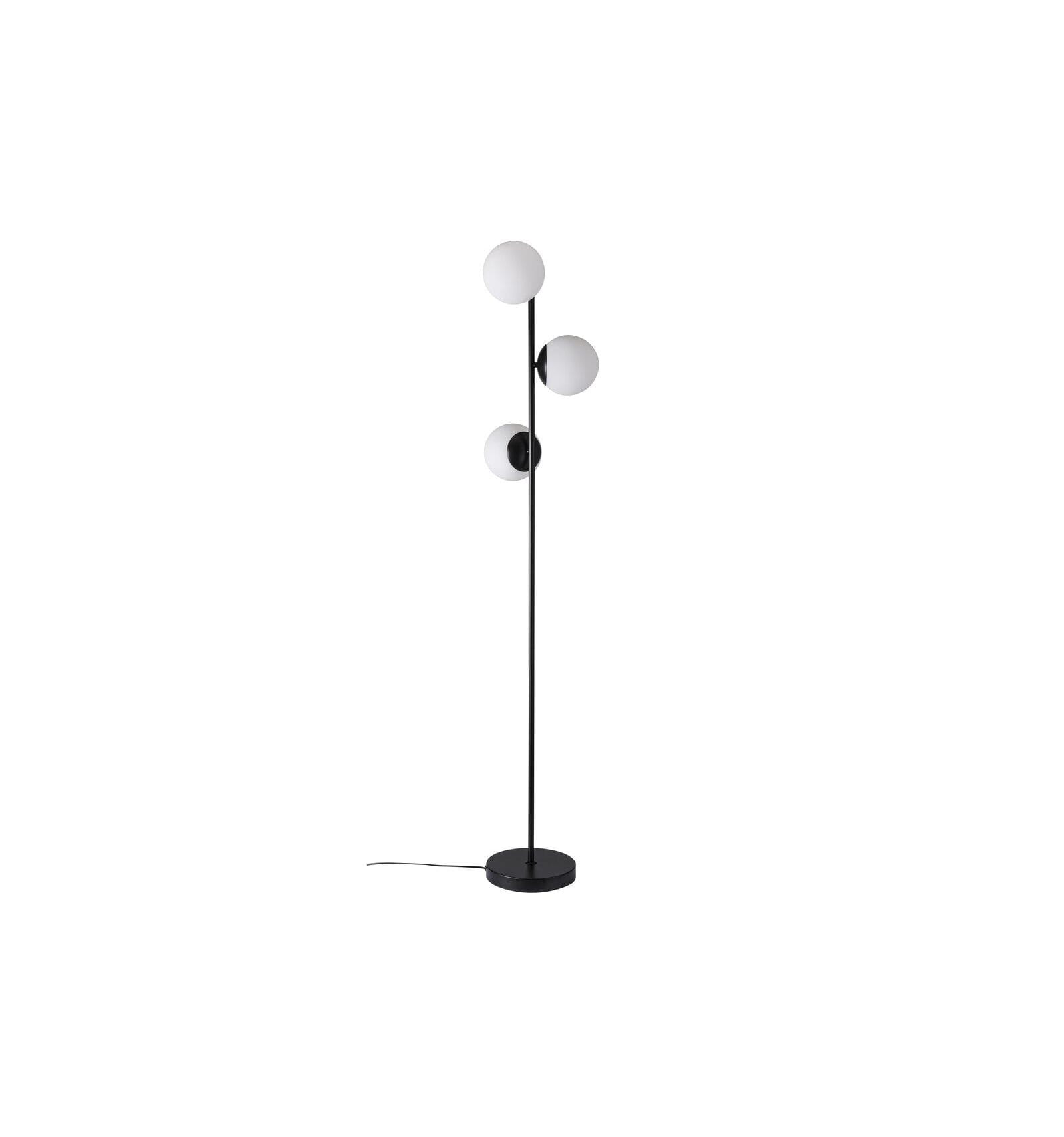Lampa Podłogowa Nordlux E14 3X15W Metal Czarny z trzema białymi kloszami.