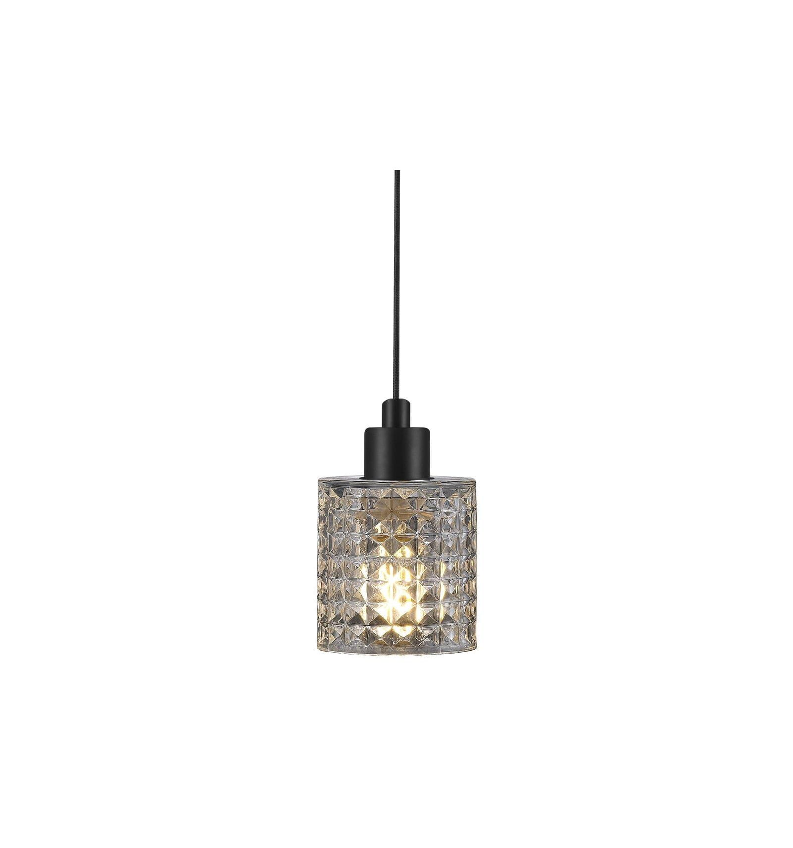 Lampa Wisząca Nordlux E27 60W kryształowy klosz czarna oprawa.