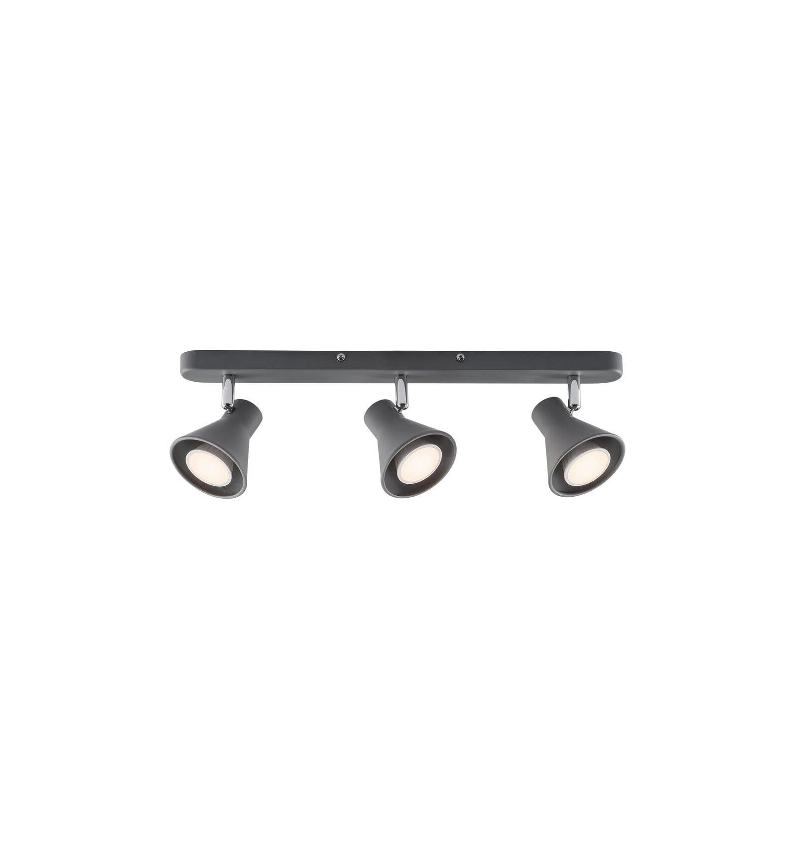 Lampa sufitowa Spot EIK NORDLUX 3x35W GU10 Szary Metal, trzy reflektory na listwie.