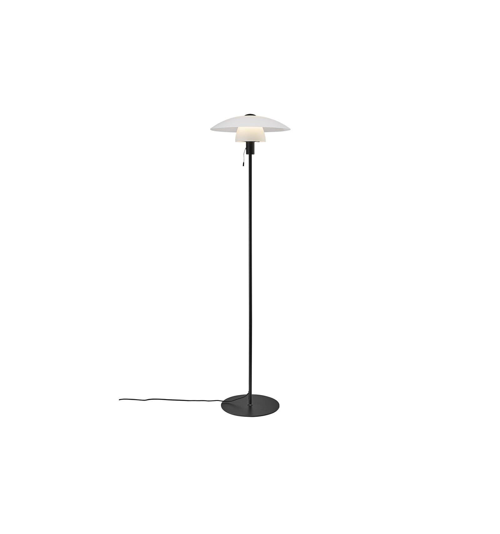 Lampa Podłogowa Nordlux E27 25W Czarny z białym kloszem.