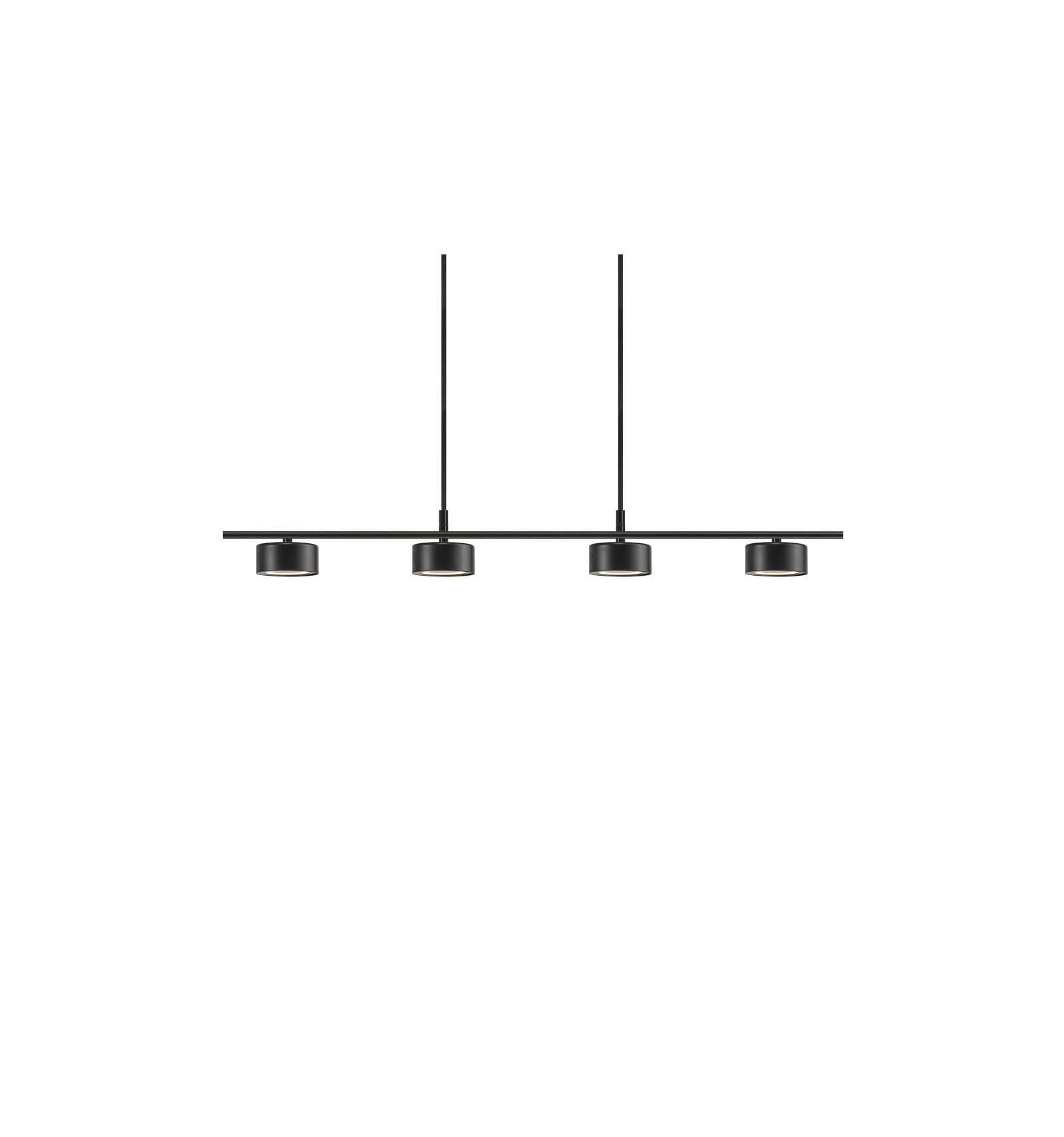 Lampa Wisząca Nordlux LED Metal Czarny, cztery oprawy na metalowej listwie.