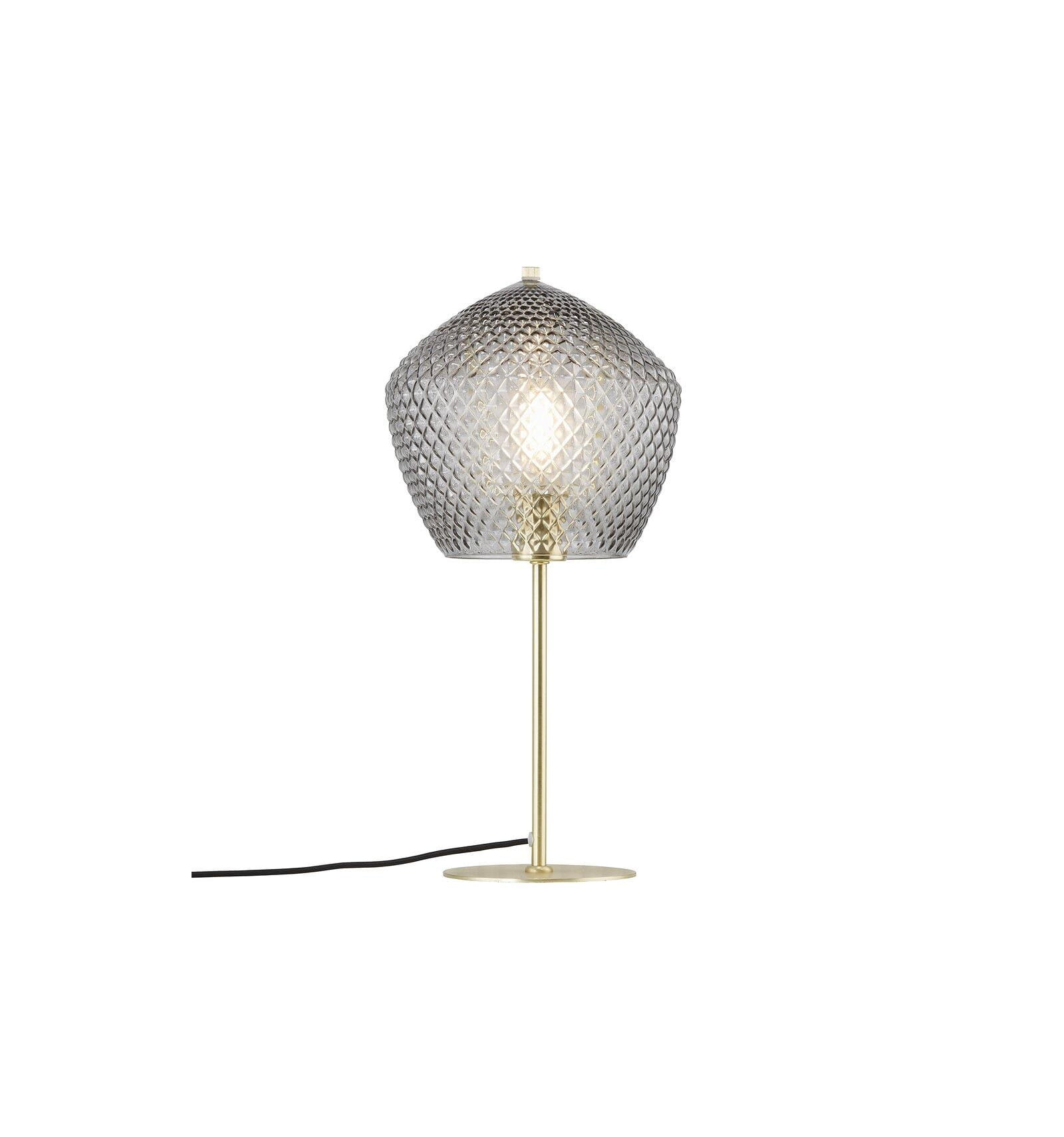 Lampa Stołowa Nordlux E27 40W Mosiądz z abażurem w kształcie diamentu.