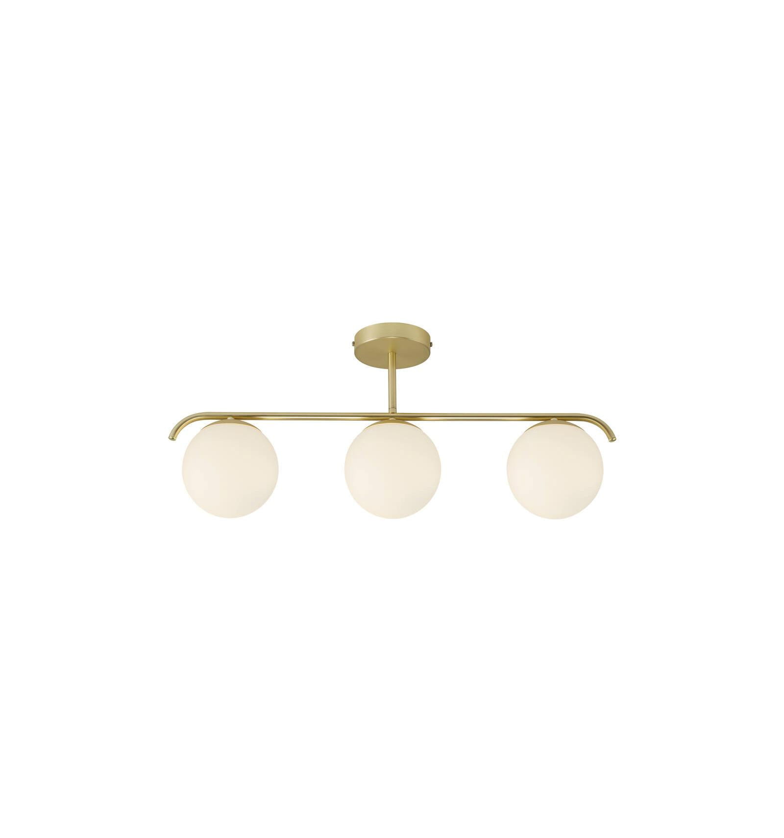 Lampa Wisząca Nordlux E14 25W Metal Mosiądz z trzema szklanymi kloszami.