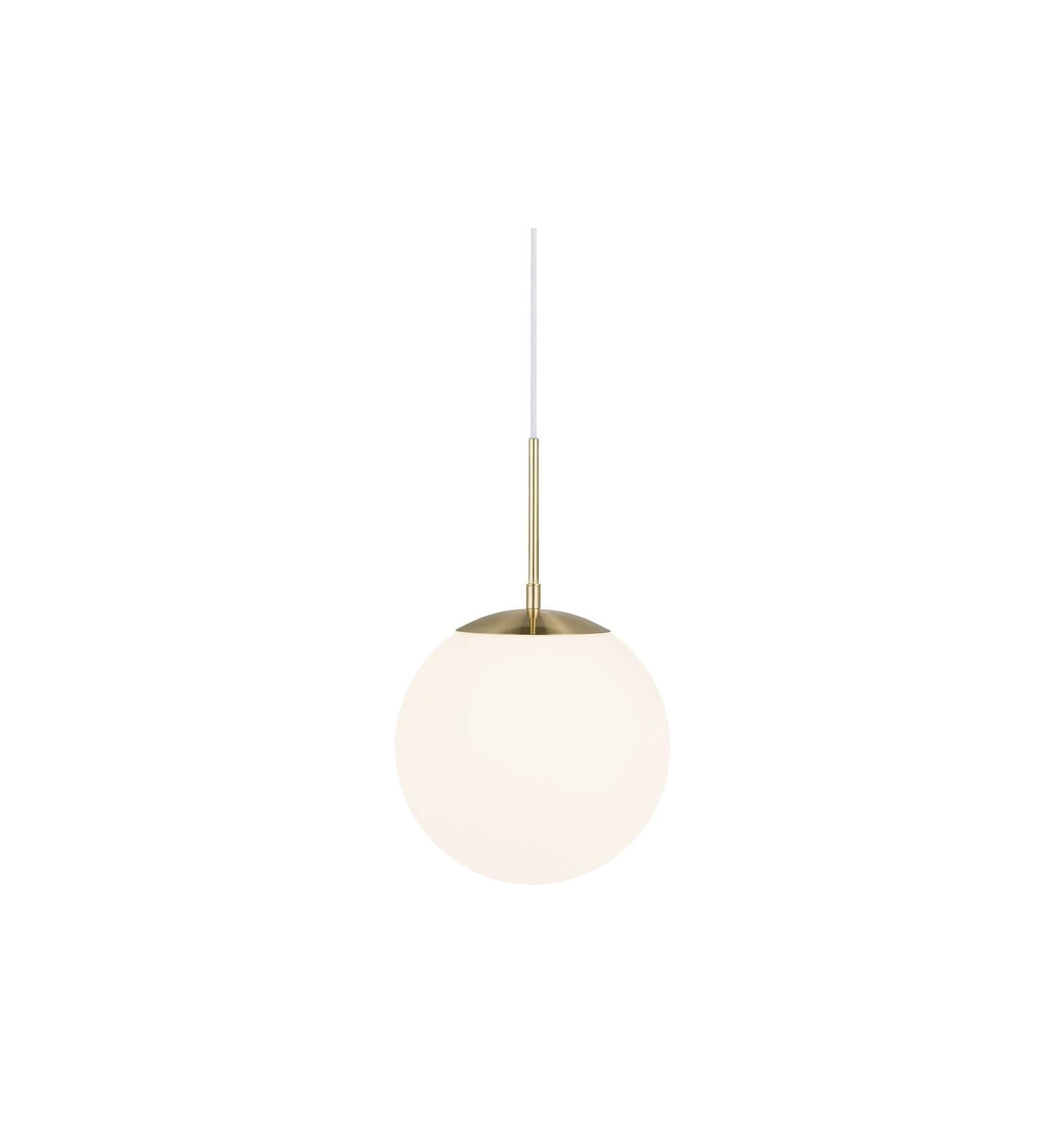 Lampa Wisząca Nordlux E27 25W Mosiądz z białym kloszem.