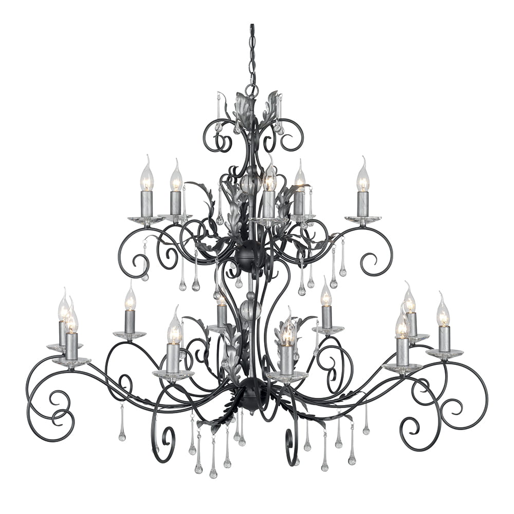 Lampa wisząca/żyrandol Amarilli Elstead Lighting 15x60W E14 Stal Czarny z ozdobnymi żarówkami.