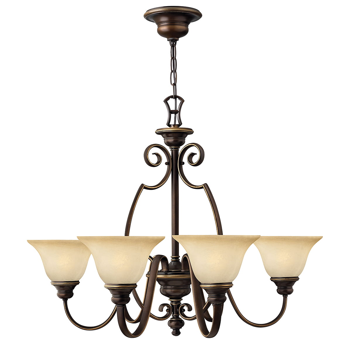 Lampa wisząca/żyrandol Cello Elstead Lighting 6x60W E27 Stal Brązowy z sześcioma matowymi kloszami.