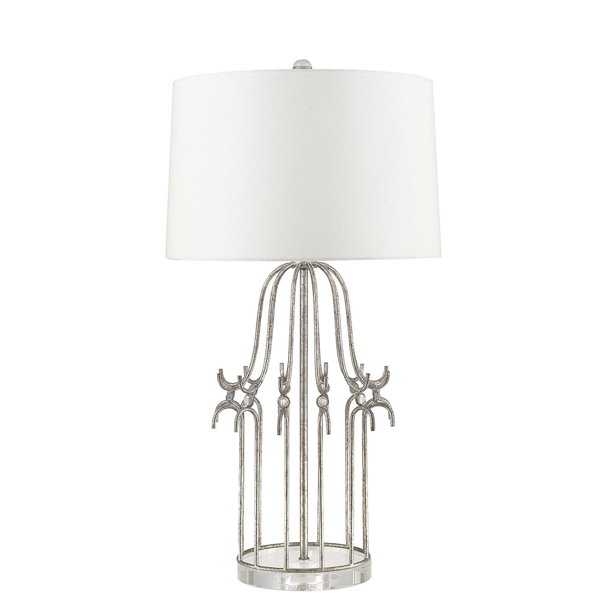 Lampa stojąca Stella Elstead Lighting 1x100W E27 Stal Srebrny z białym abażurem.