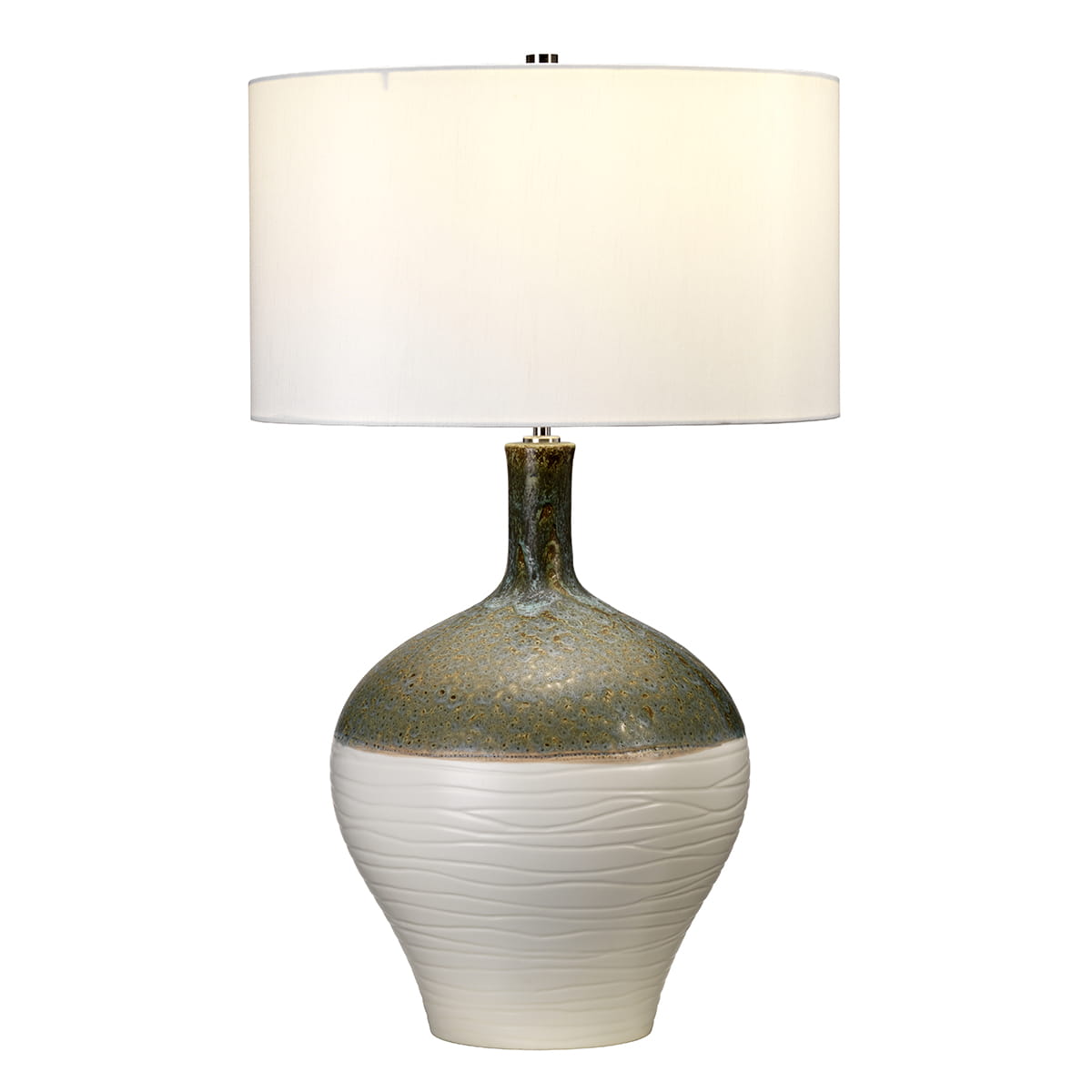 Lampa stojąca Eden Park Elstead Lighting, ceramika wielokolorowa, z białym abażurem.