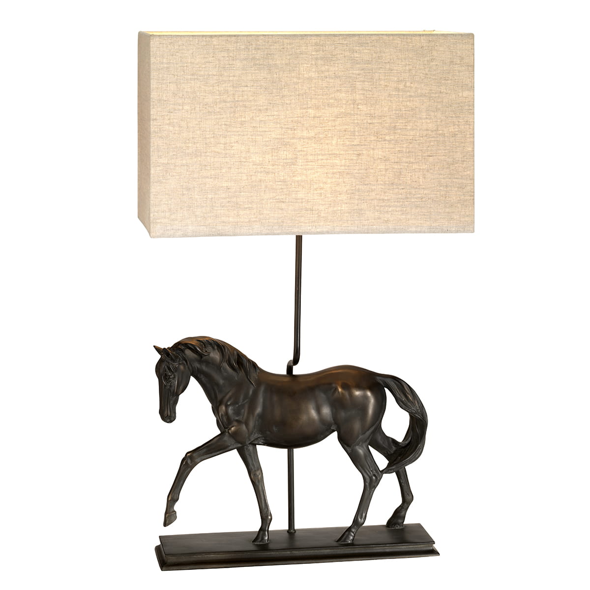 Lampa stojąca Dorado Elstead Lighting 1x40W E27 Tworzywo Brązowy - rzeźba konia z prostokątnym abażurem