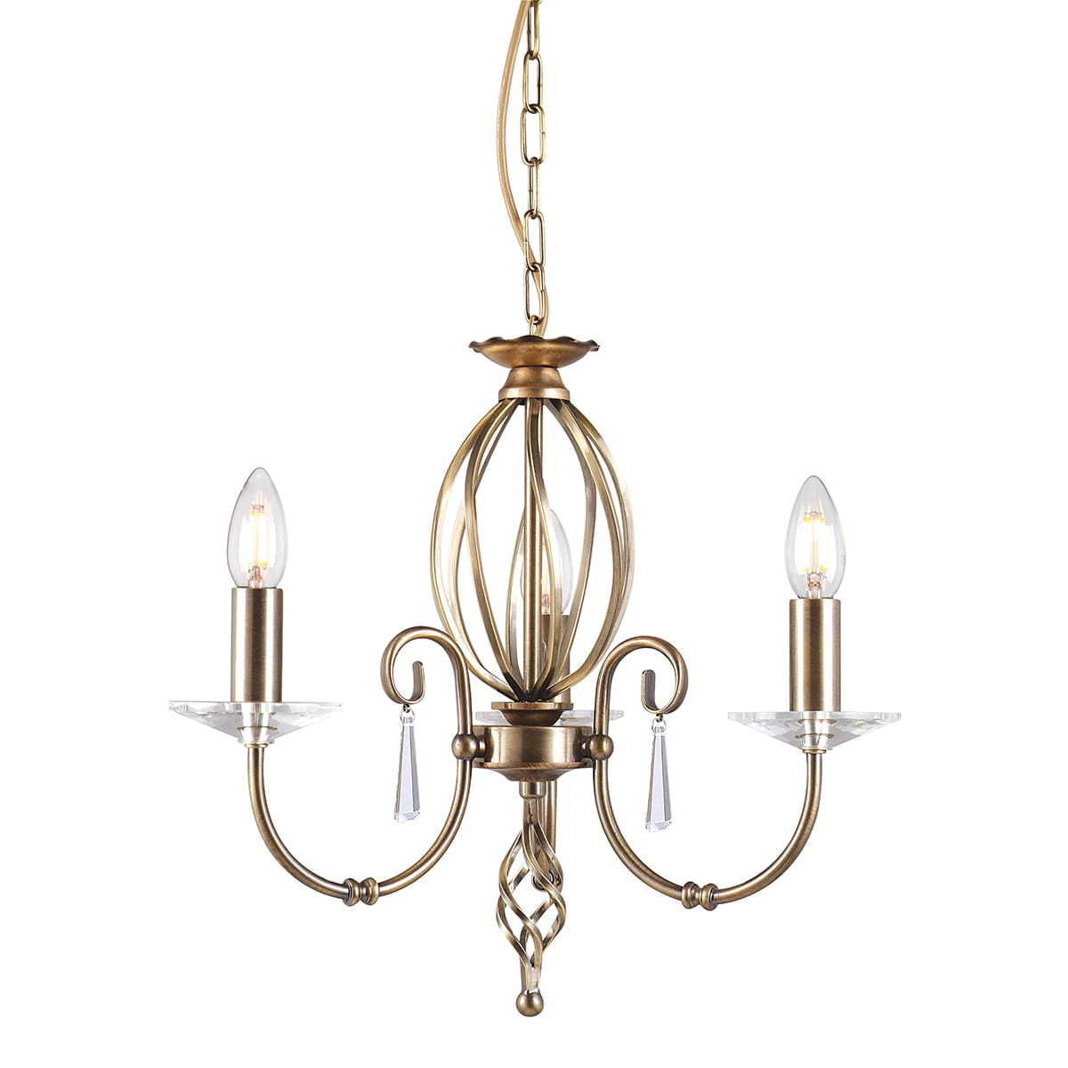 Lampa wisząca/żyrandol Aegean Elstead Lighting 3x60W E14 Stal Mosiądz.