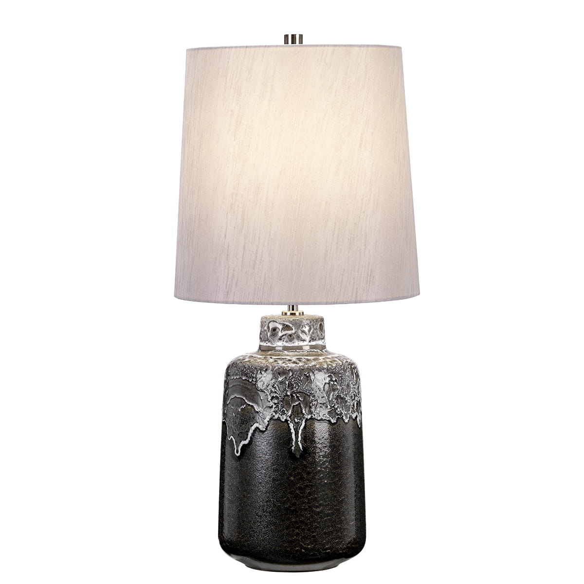 Lampa stojąca Woolwich Elstead Lighting 1x60W E27 Ceramika Czarny z białym abażurem.