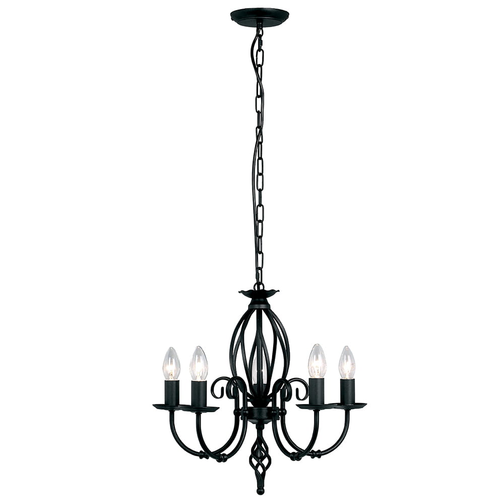 Lampa wisząca/żyrandol Artisan Elstead Lighting 5x60W E14 Stal Czarny.