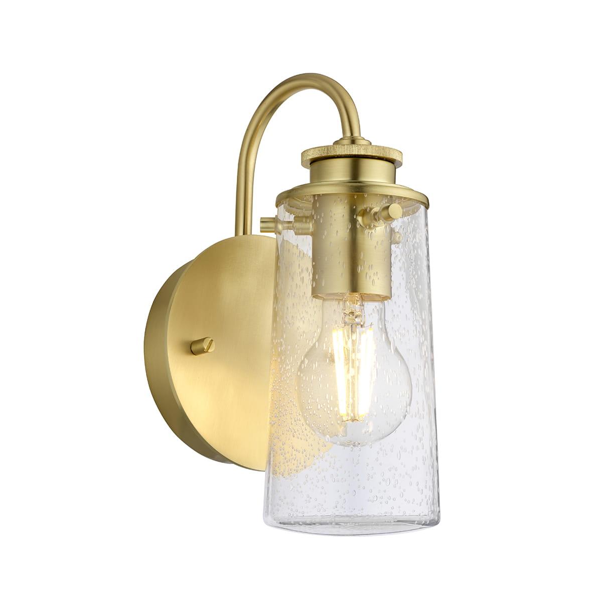 Lampa ścienna kinkiet Braelyn Elstead Lighting 1xE27 40W Szczotkowany mosiądz, szkło z bąbelkami