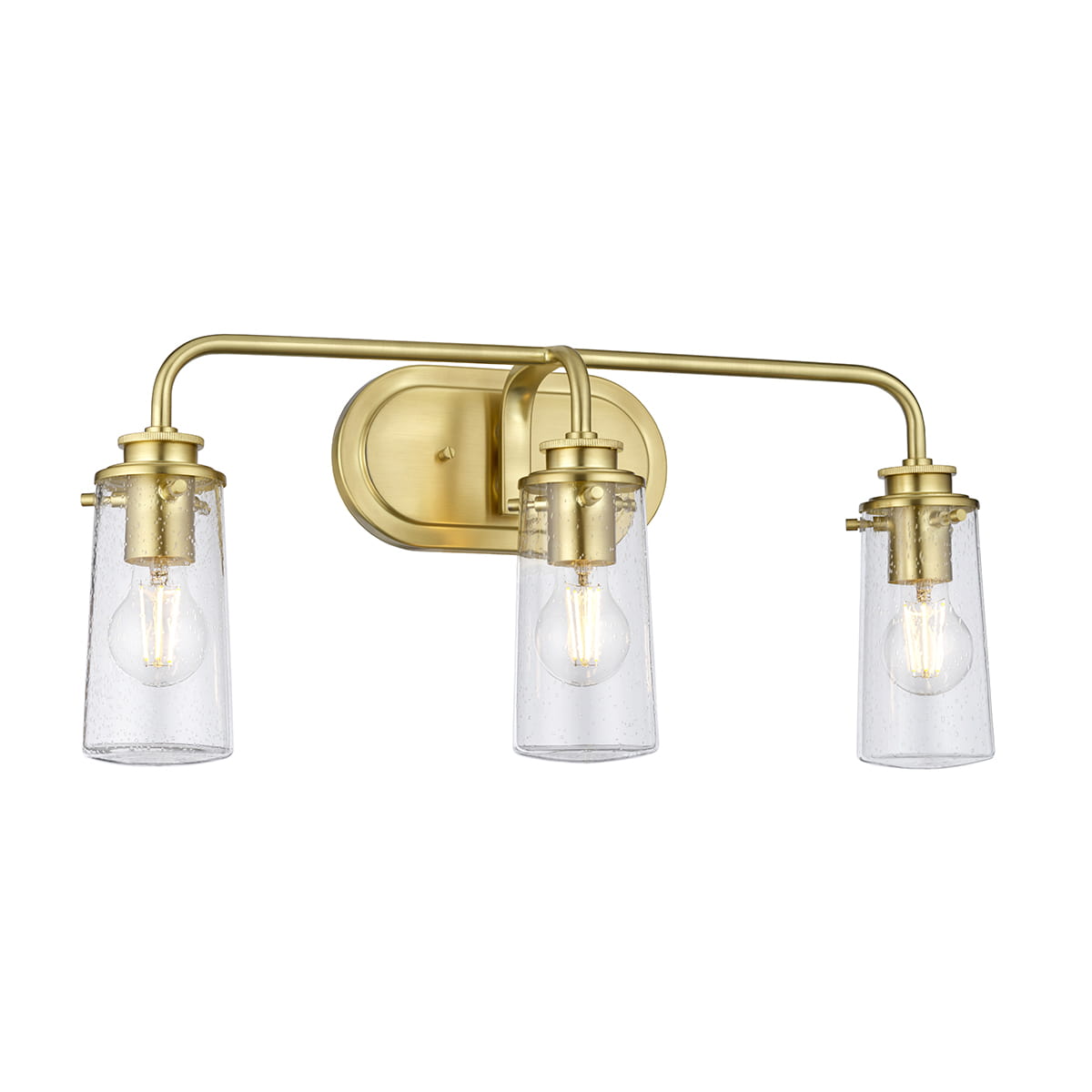 Lampa ścienna kinkiet Braelyn Elstead Lighting 3xE27 40W Stal, Szkło z bąbelkami powietrza, Szczotkowany mosiądz