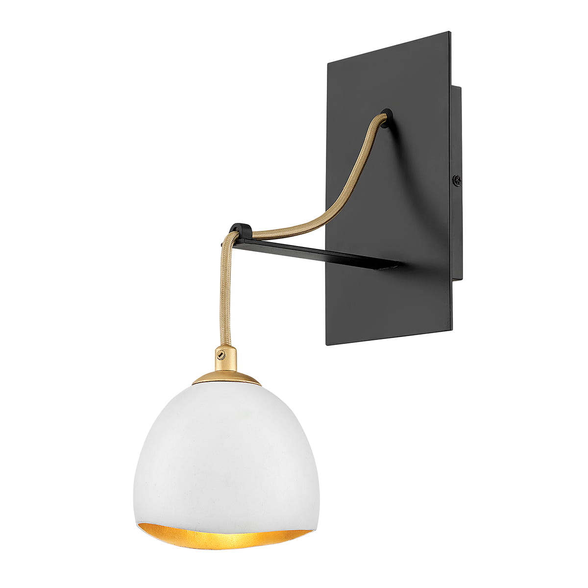 Lampa ścienna kinkiet Nula Elstead Lighting 1xE14 40W stal biało-złota na czarnym uchwycie.