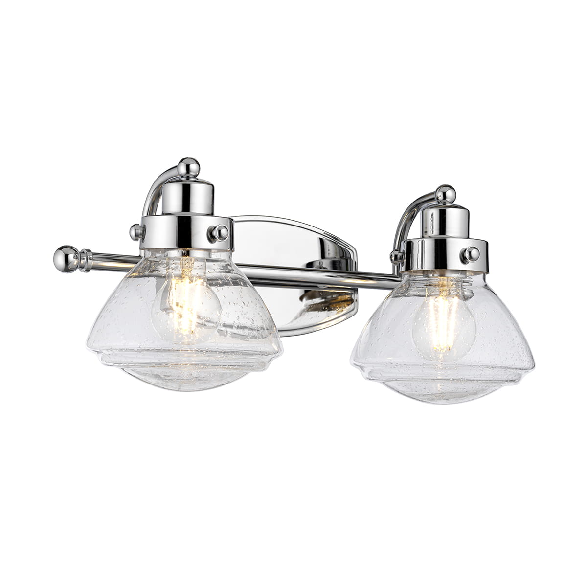 Lampa ścienna kinkiet Scholar Elstead Lighting podwójny stal, szkło z bąbelkami powietrza polerowany chrom.