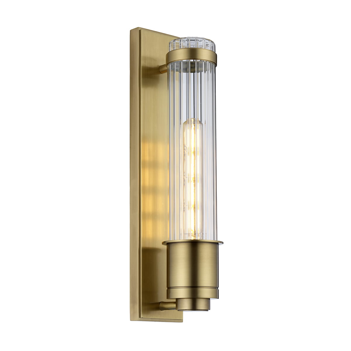 Lampa ścienna kinkiet Wellington Elstead Lighting 1xE27 60W Stal, Szkło żebrowane Stary mosiądz