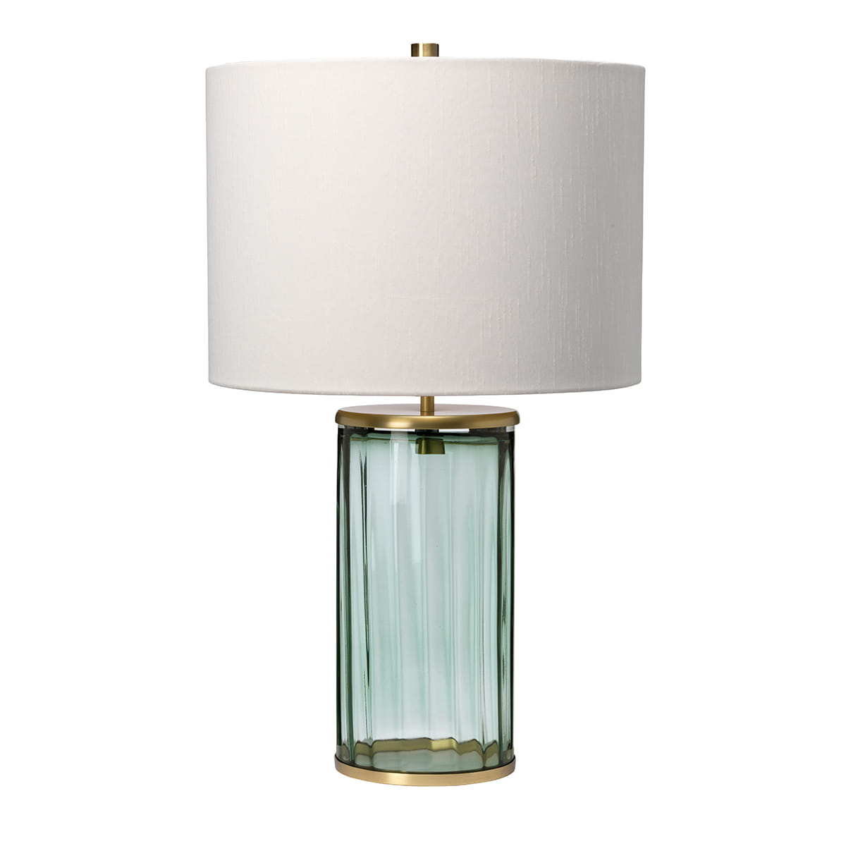Lampa stołowa Reno Elstead Lighting z pryzmatycznym szkłem, stary mosiądz i sztuczny jedwab.