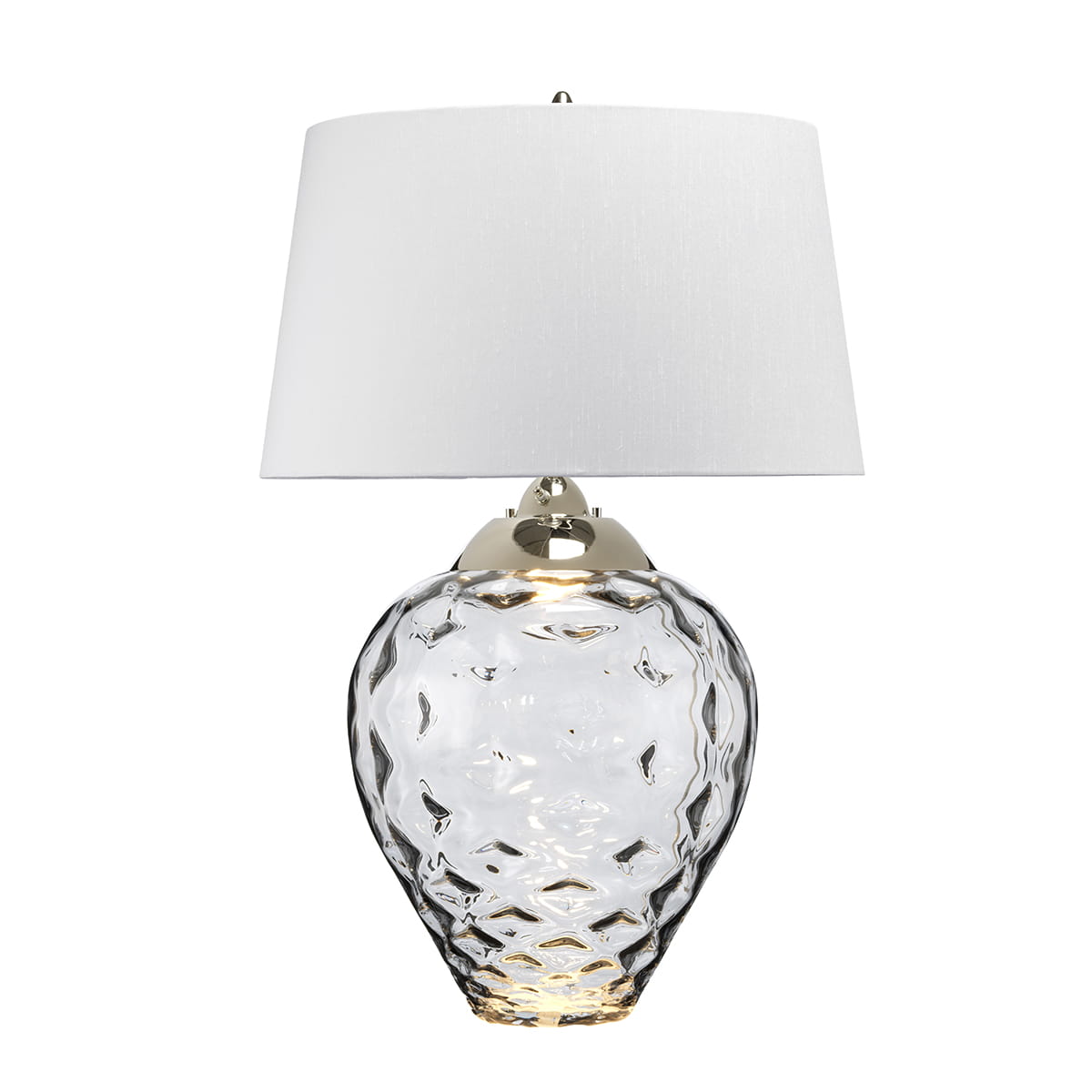 Lampa stołowa Samara Elstead Lighting z polerowanego niklu, szkło, sztuczny jedwab, 1xE27 60W.