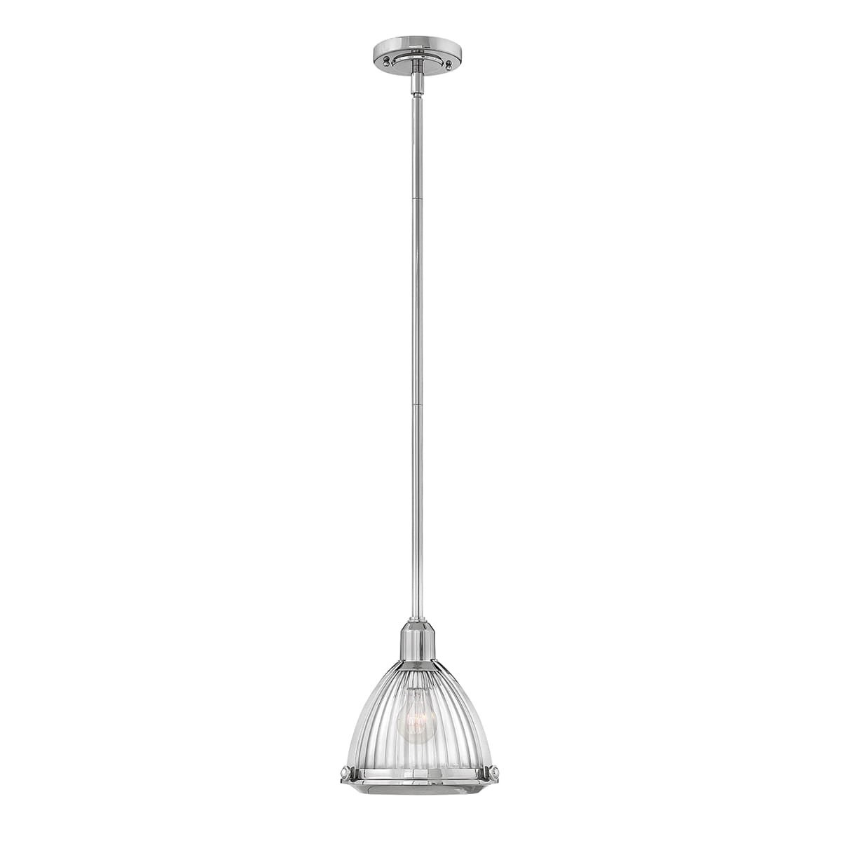 Lampa wisząca Elroy Elstead Lighting 1xE27 60W stal szkło żebrowane polerowany nikiel.