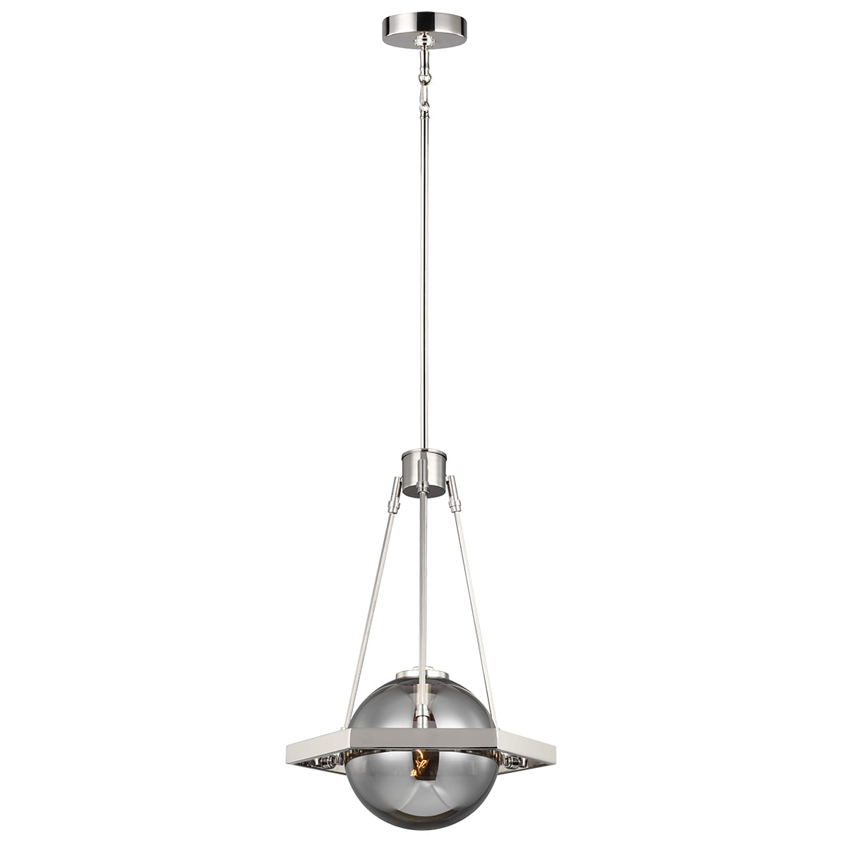 Lampa wisząca Harper Elstead Lighting 1xE14 60W Stal, Szkło dymne Polerowany nikiel