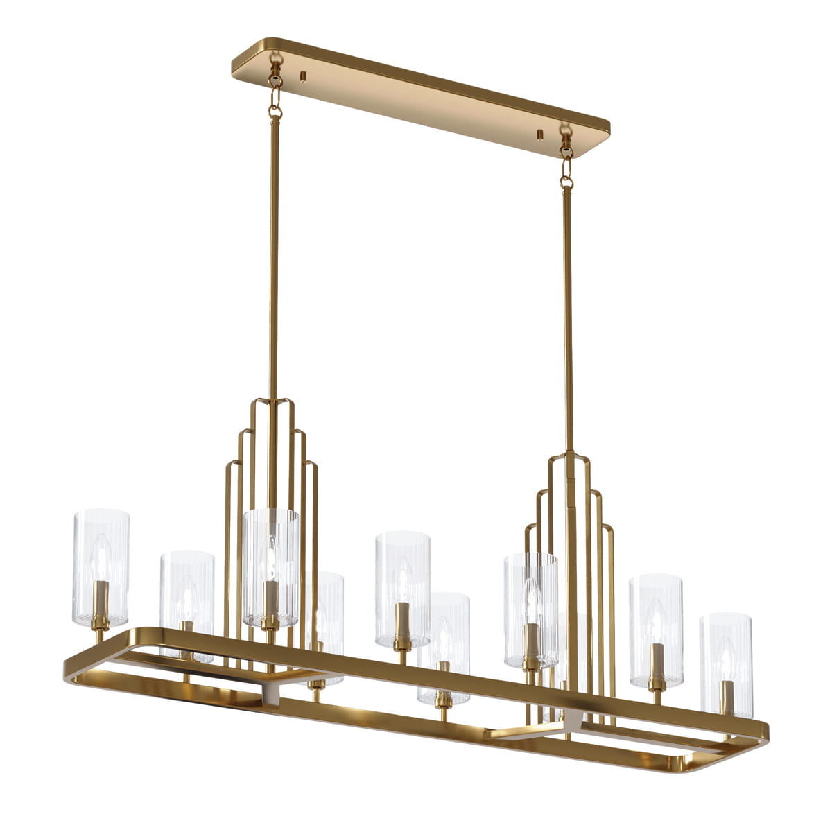 Lampa wisząca/żyrandol Kimrose Elstead Lighting 10xE14 40W stal mosiądz szkło żebrowane.
