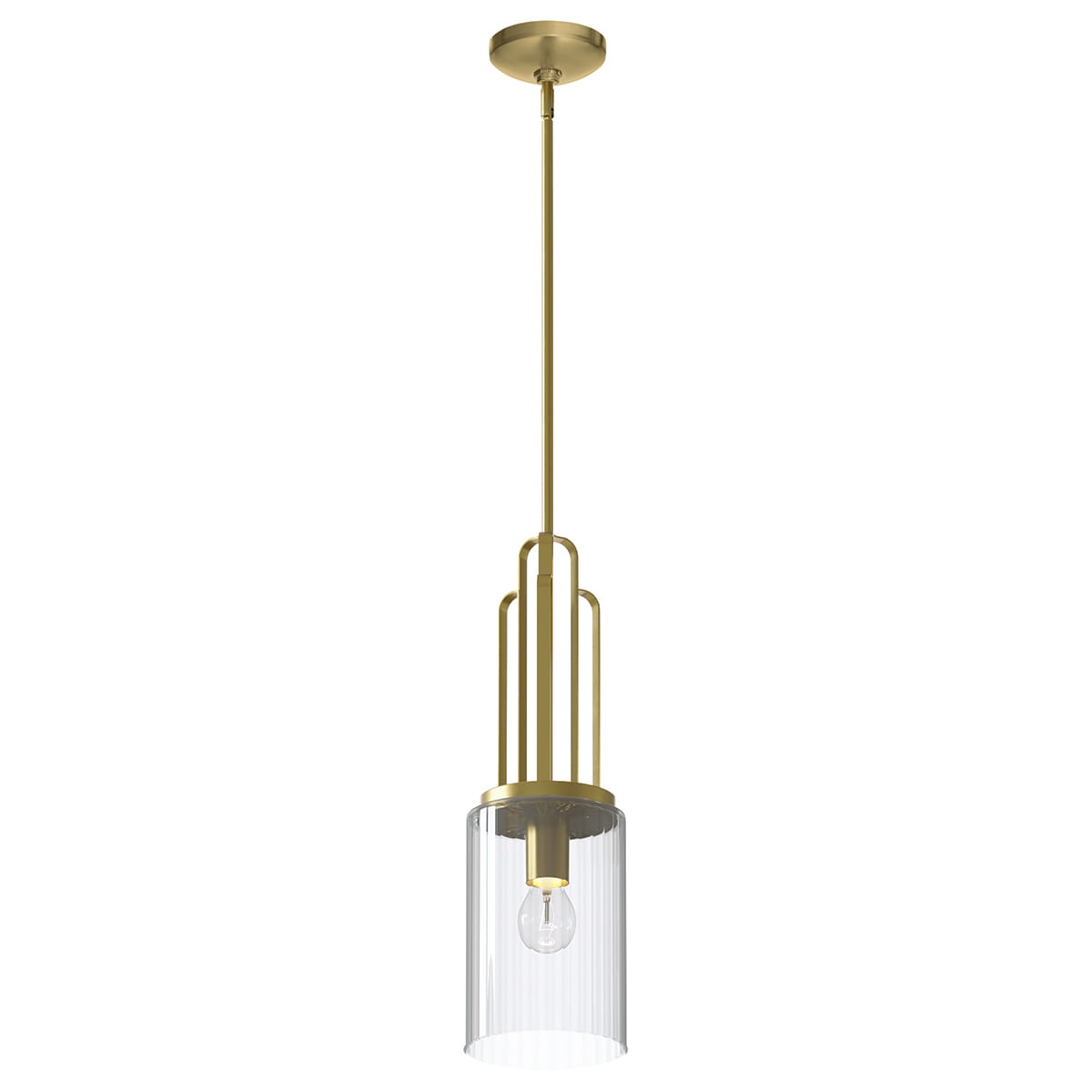 Lampa wisząca Kimrose Elstead Lighting stal szkło mosiądz.
