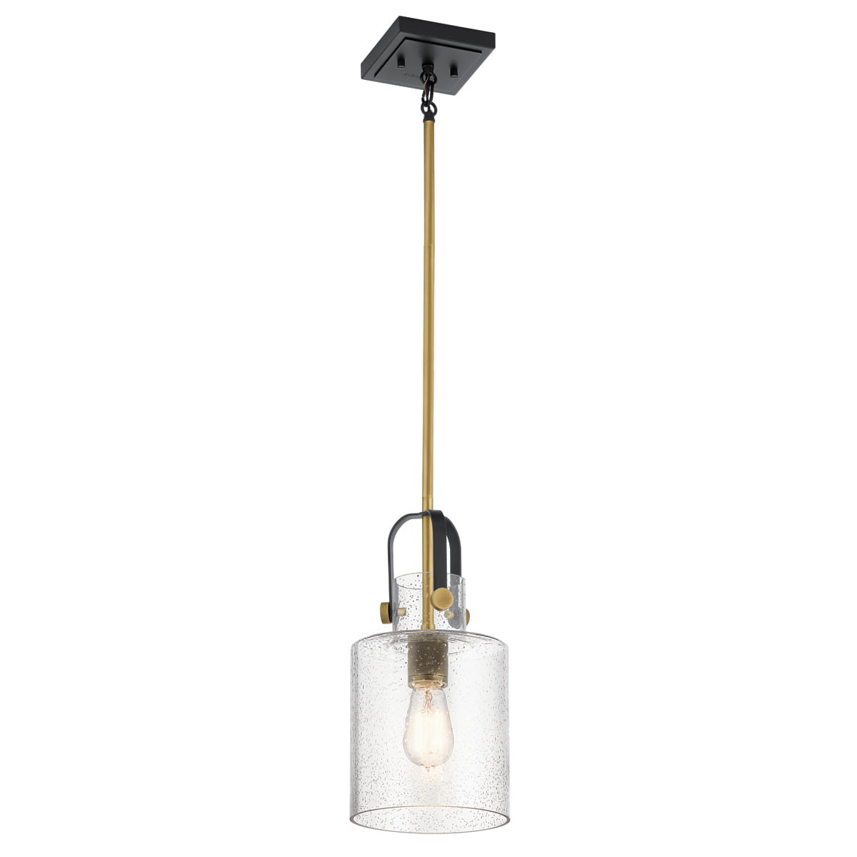 Lampa wisząca Kitner Elstead Lighting E27 60W stal i szkło z bąbelkami powietrza naturalny mosiądz