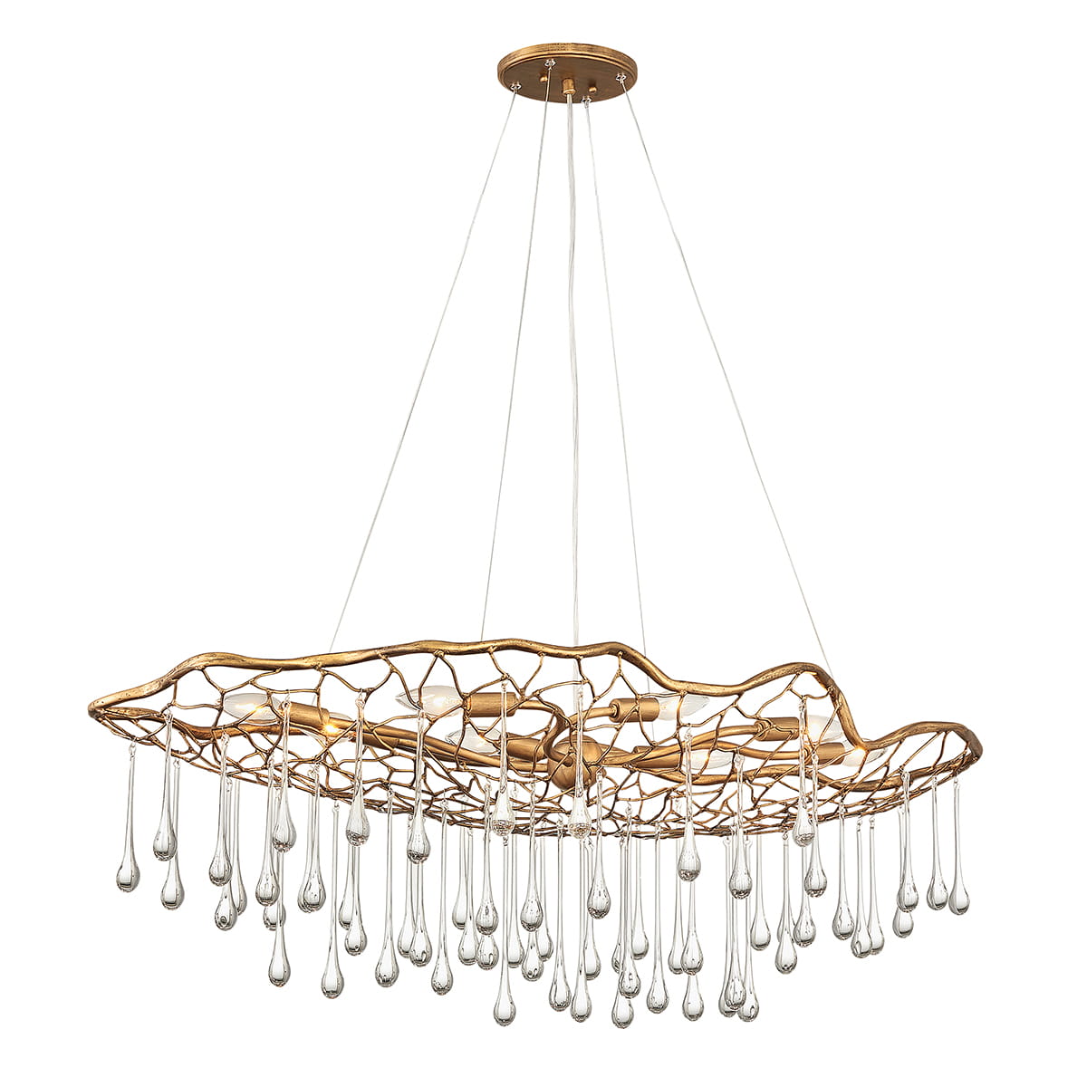 Lampa wisząca Laguna Elstead Lighting 8xE14 40W Stal Szkło Oksydowane złoto.